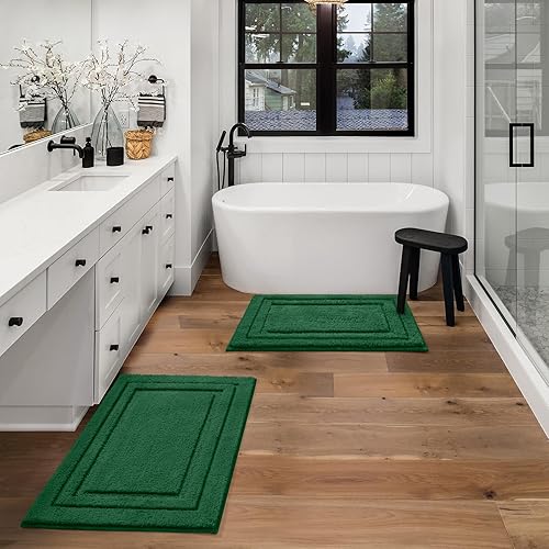 Miniatura 8 de HOMEIDEAS Juego de 2 alfombras de baño de microfibra súper suave y absorbente, antideslizante, lavable a máquina (20 x 32 pulgadas + 16 x 24