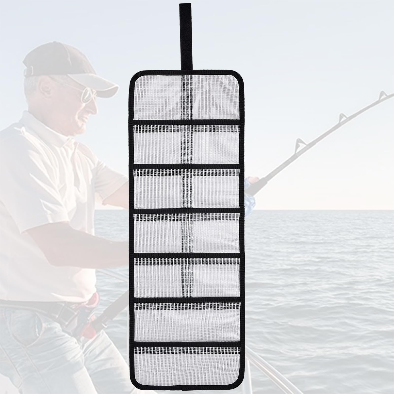 Sac à Leurres MOPHOEXII – Rangement Roulant 6 Poches, étui Imperméable Pour Hameçons Eau Salée, 63,5 X 22,9 Cm, Housse PVC Durable