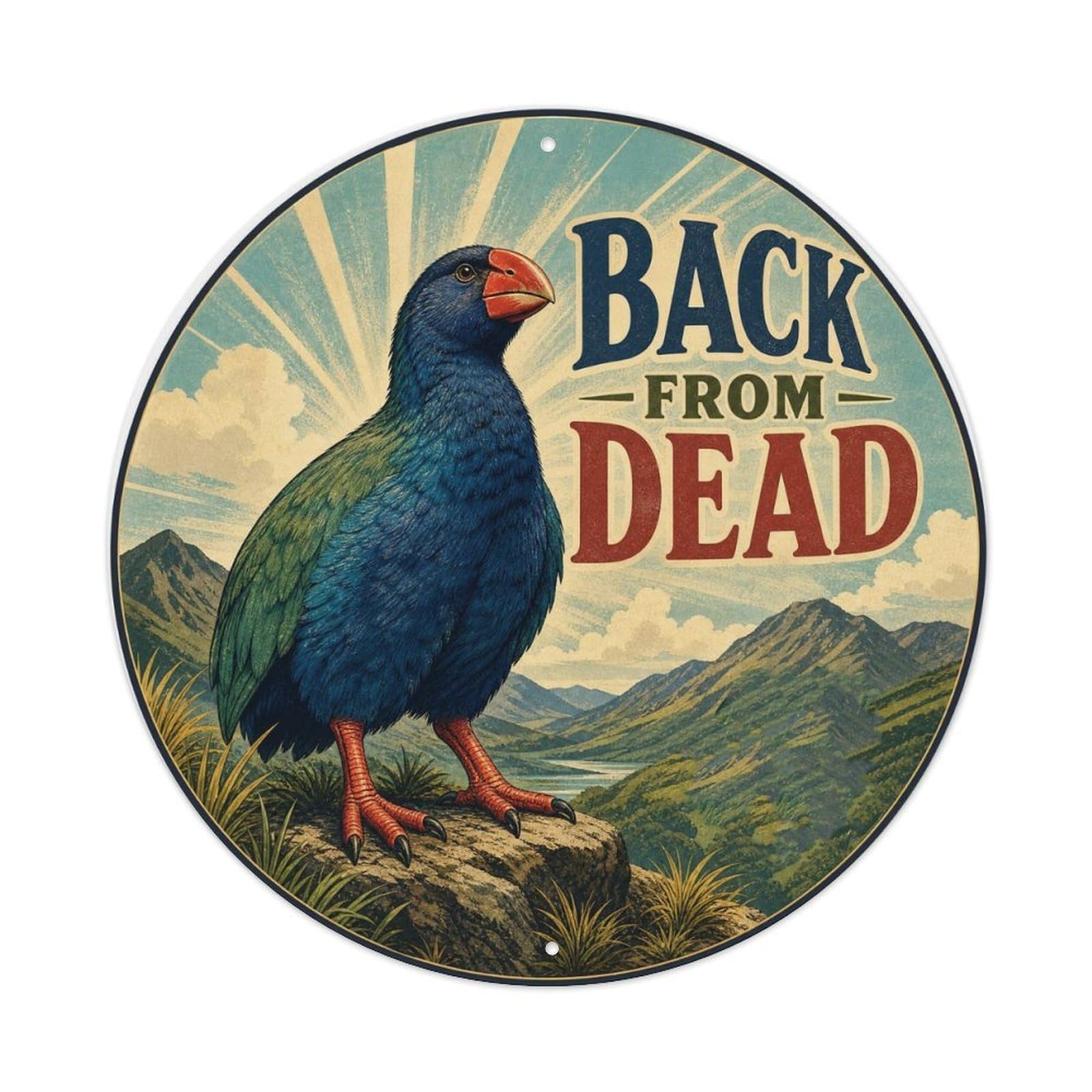 Comic Takahe Flightless Bird Back From Dead Vintage Metal Tin Sign