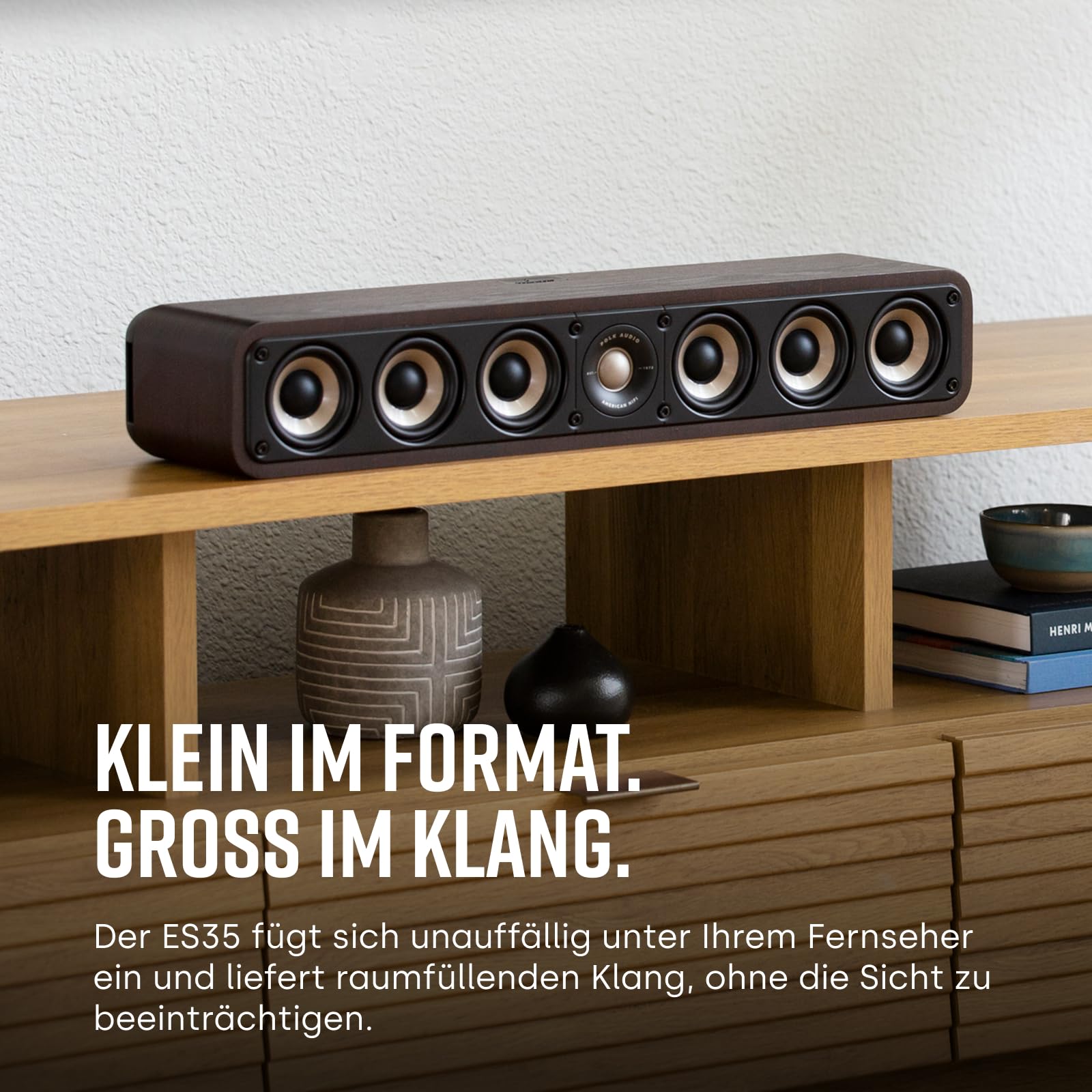 Polk Audio Signature Elite ES35 Centerlautsprecher, schlanker, hochauflösender Center Lautsprecher, Hi-Res Zertifiziert, Dolby Atmos und DTS:X kompatibel (Stück)