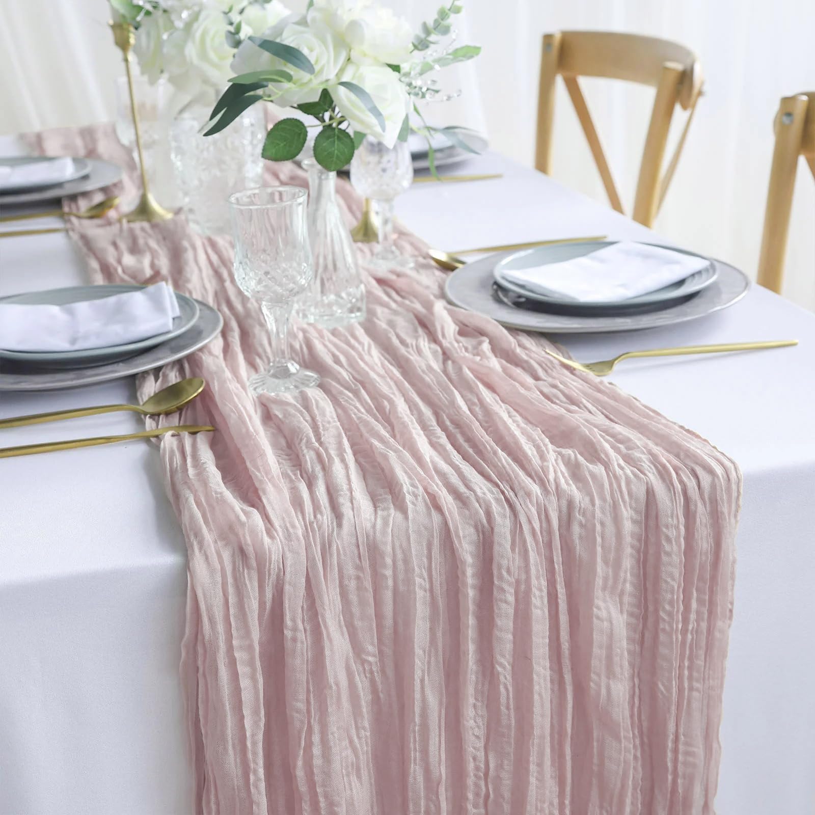 Newthinking 4 Pack Cheesecloth Table Runner - Image 2