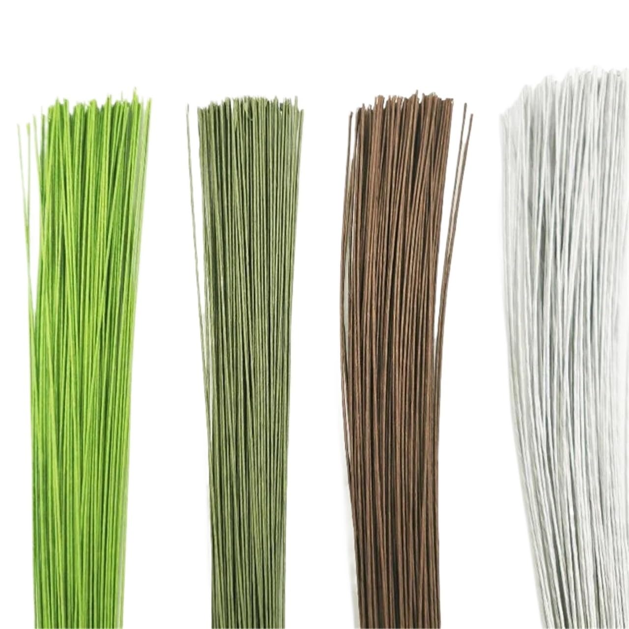 HUWOYG 100Pcs 40cm Artificial Green Floral Wire Stems DIY Flower Arrangements Wedding Home Decor Stem Accessories For DIY(Coffee)