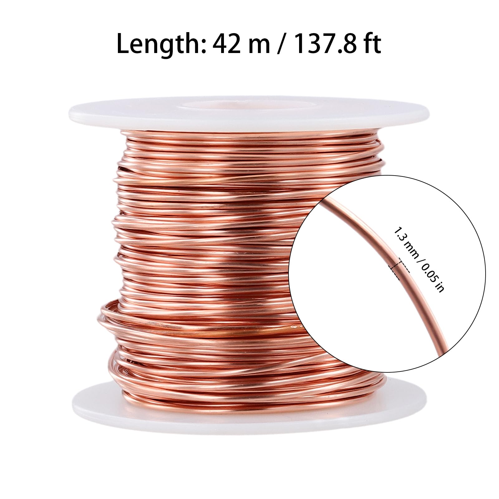 Kupferdraht 1,3 mm, 42 Meter Rosegoldfarben Kupferlackdraht, Gardening Kupferdraht für Handwerk und Garten