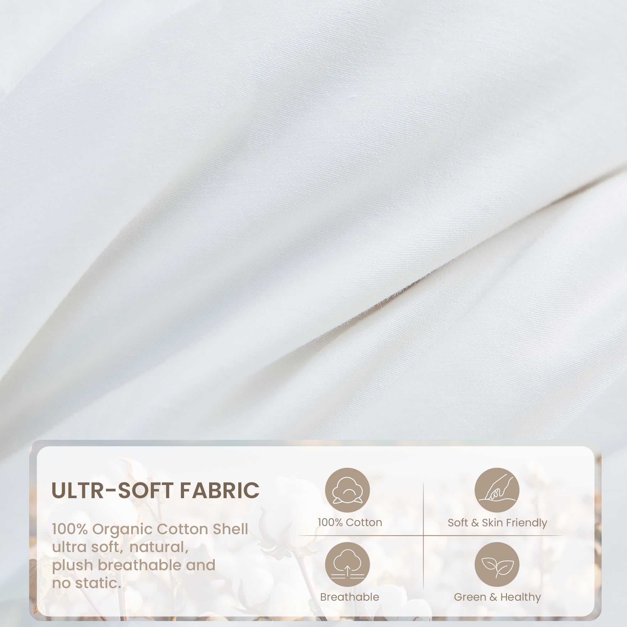 Edredón multifuncional de plumón de ganso para niños pequeños, de viaje, para cuna, 100 % algodón orgánico y lavable, unisex, para todas las estaciones, color blanco, 41 x 48 pulgadas
