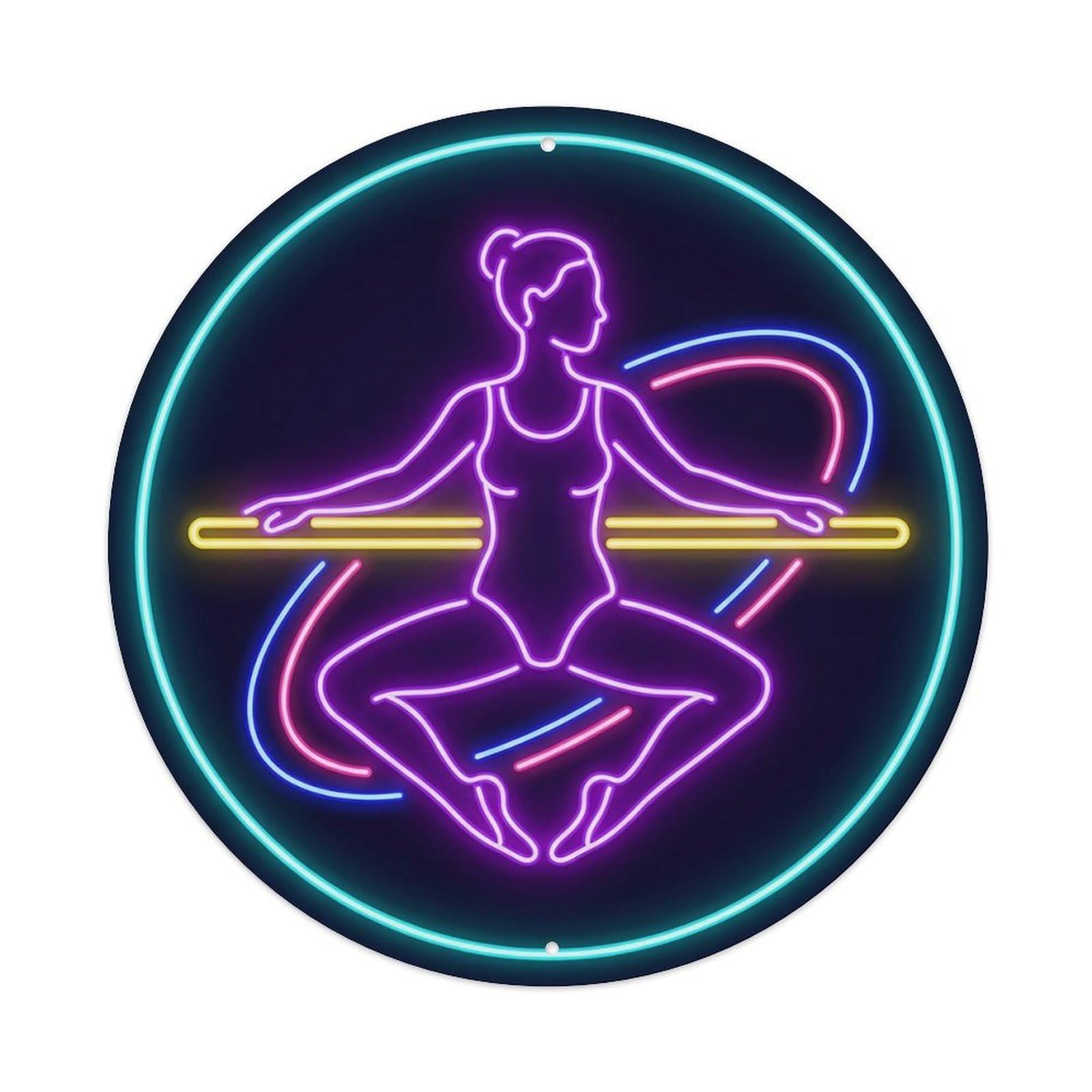 Vintage Faux Neon Gym Retro Bodybuilding Barre Metal Tin Sign
