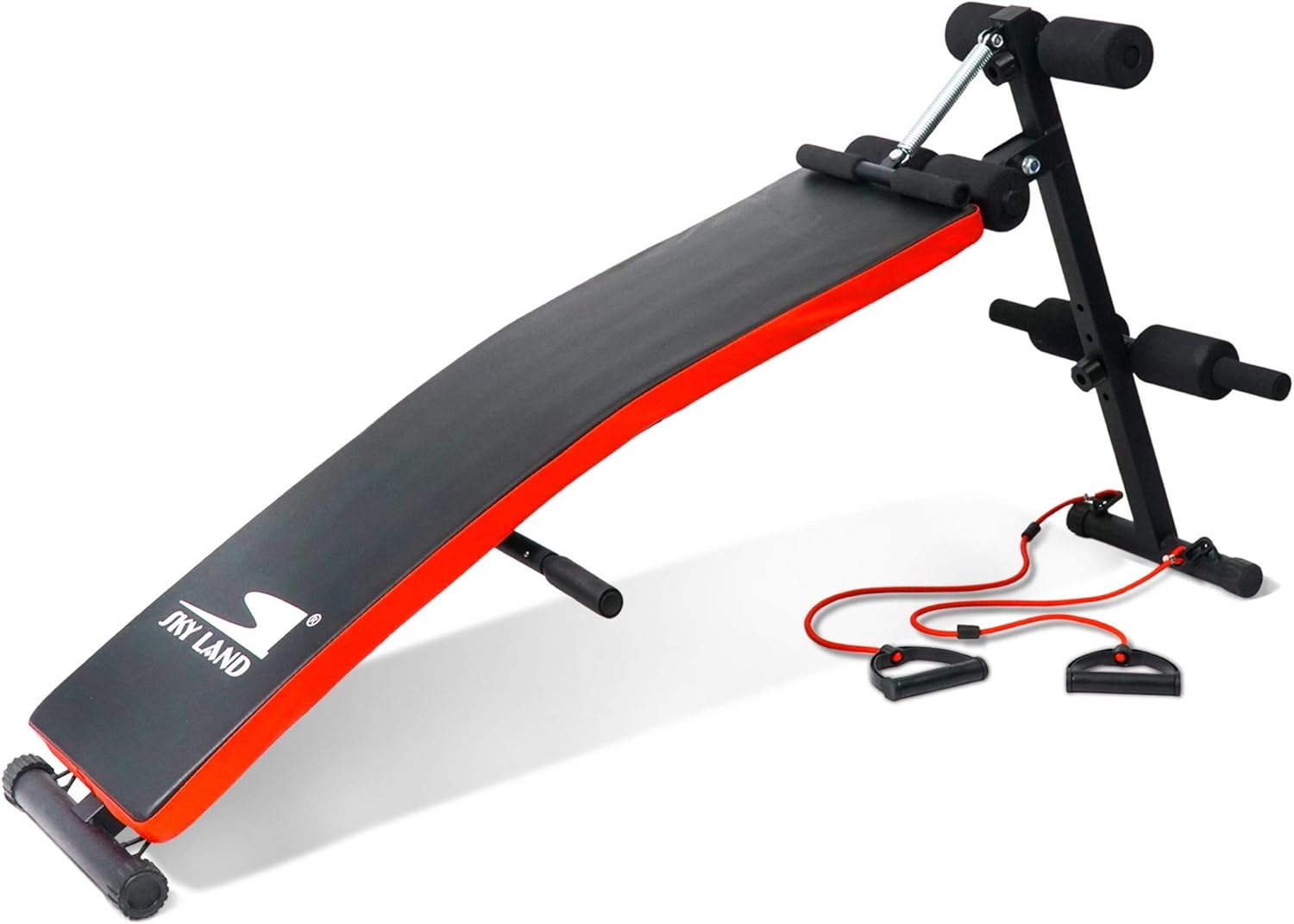 SKY LAND Fitness Curved Sit-Up Bench With Leg Support, Multi-functional Gym Equipment, Abs & Abdominal Exercises and Decline Full Body Workout with Training Resistance Ropes EM-1856