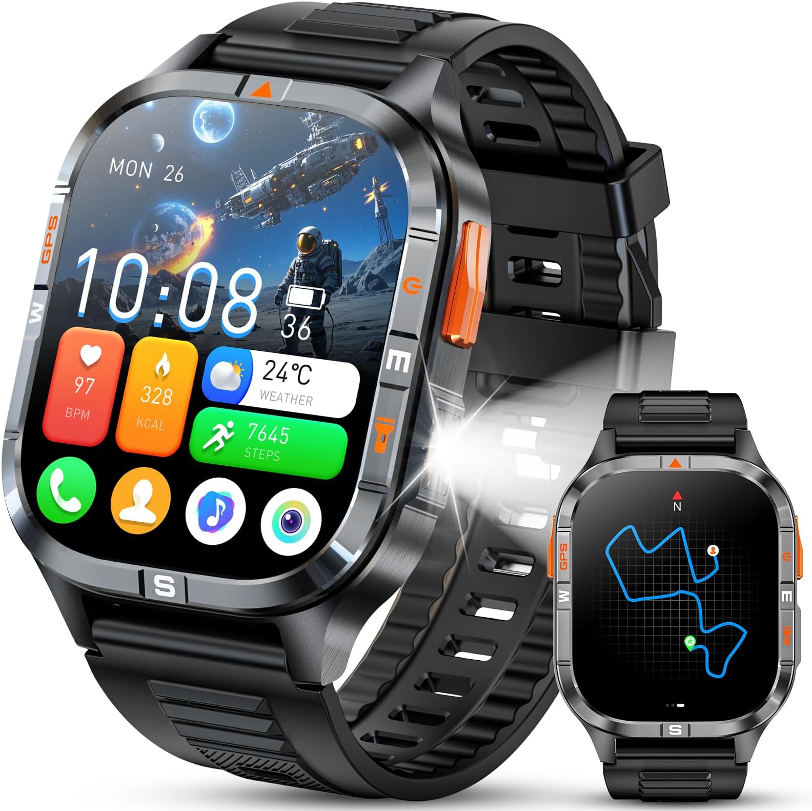Military Smart Watch for Men, with Bluetooth Call/GPS and 2.01" HD Screen