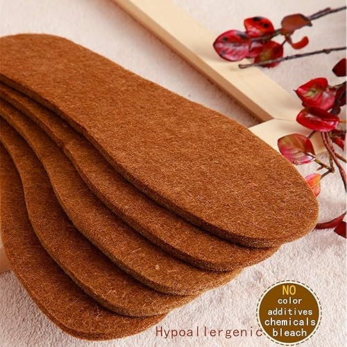 Miniatura 5 de Plantillas de botas cálidas de invierno de fieltro de lana de alpaca suave, inserto de fieltro de lana natural para hombres y mujeres, Marrón claro