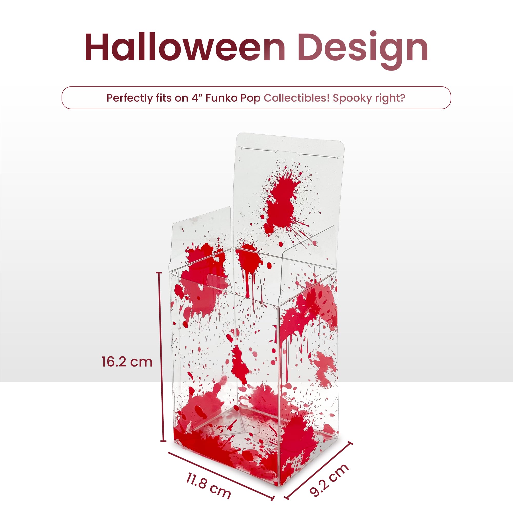 Custodie protettive a tema Halloween per figure in vinile da 10,2 cm, spessore 0,45 mm, confezione da 50
