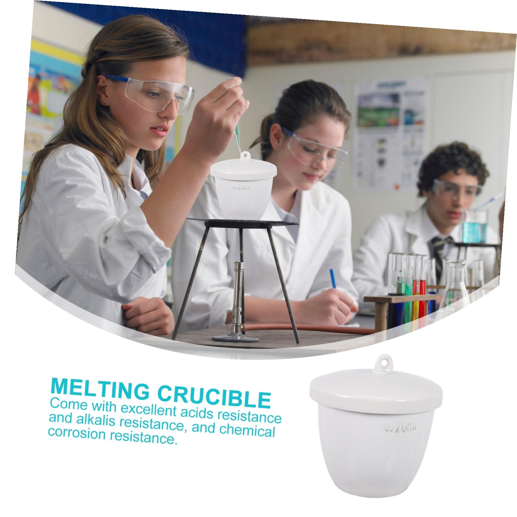 4 Pezzi Crogiolo in Ceramica con Coperchio 70ml Resistente Agli Acidi alla Corrosione per Laboratori e Industria Farmaceutica