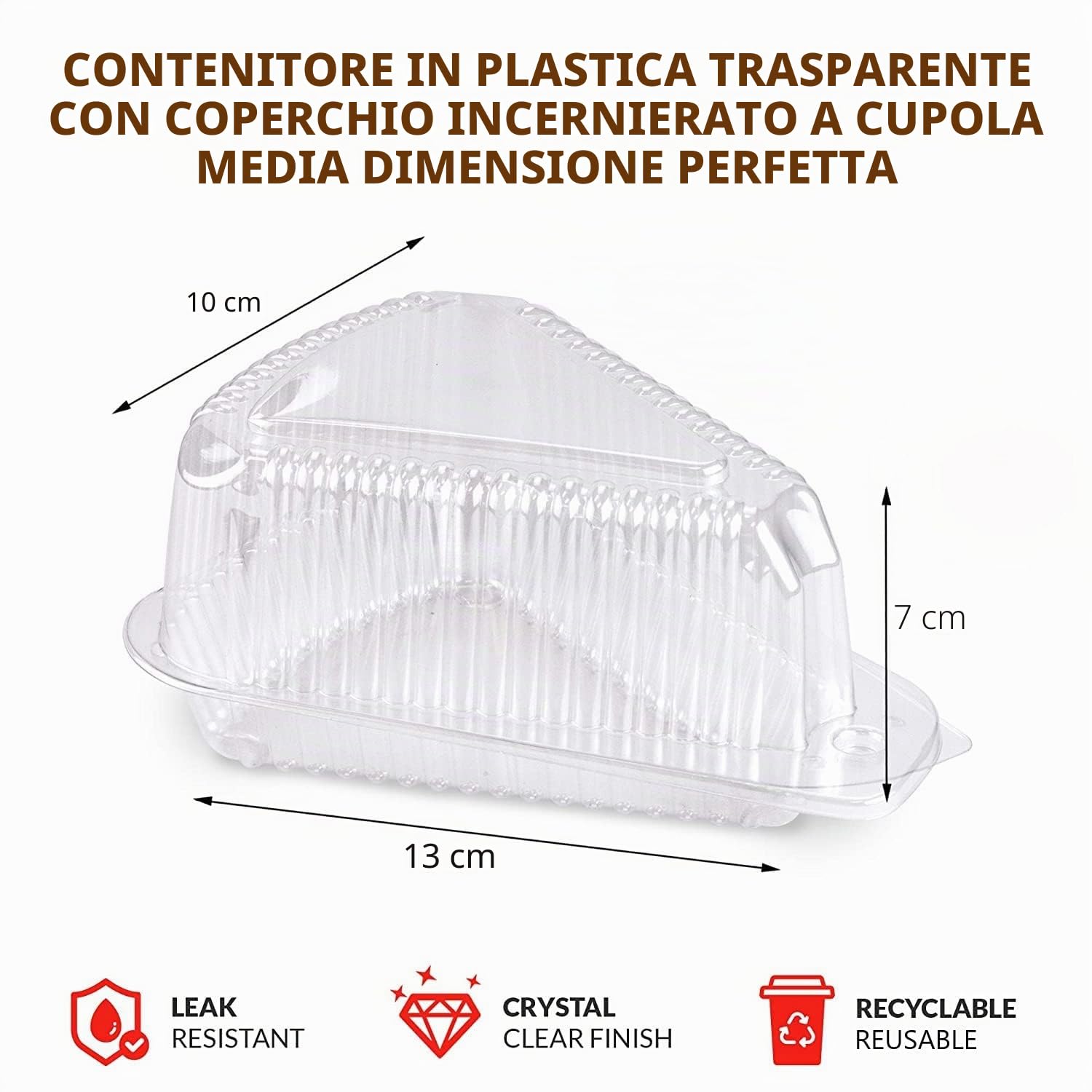 LATERN 100 Pezzi Scatole per Fette di Torta, 13cm x 7cm Scatole Singole per Cheesecake Scatole per Cupcake a Conchiglia Contenitore per Alimenti con Cerniera in Plastica Trasparente con Coperchi