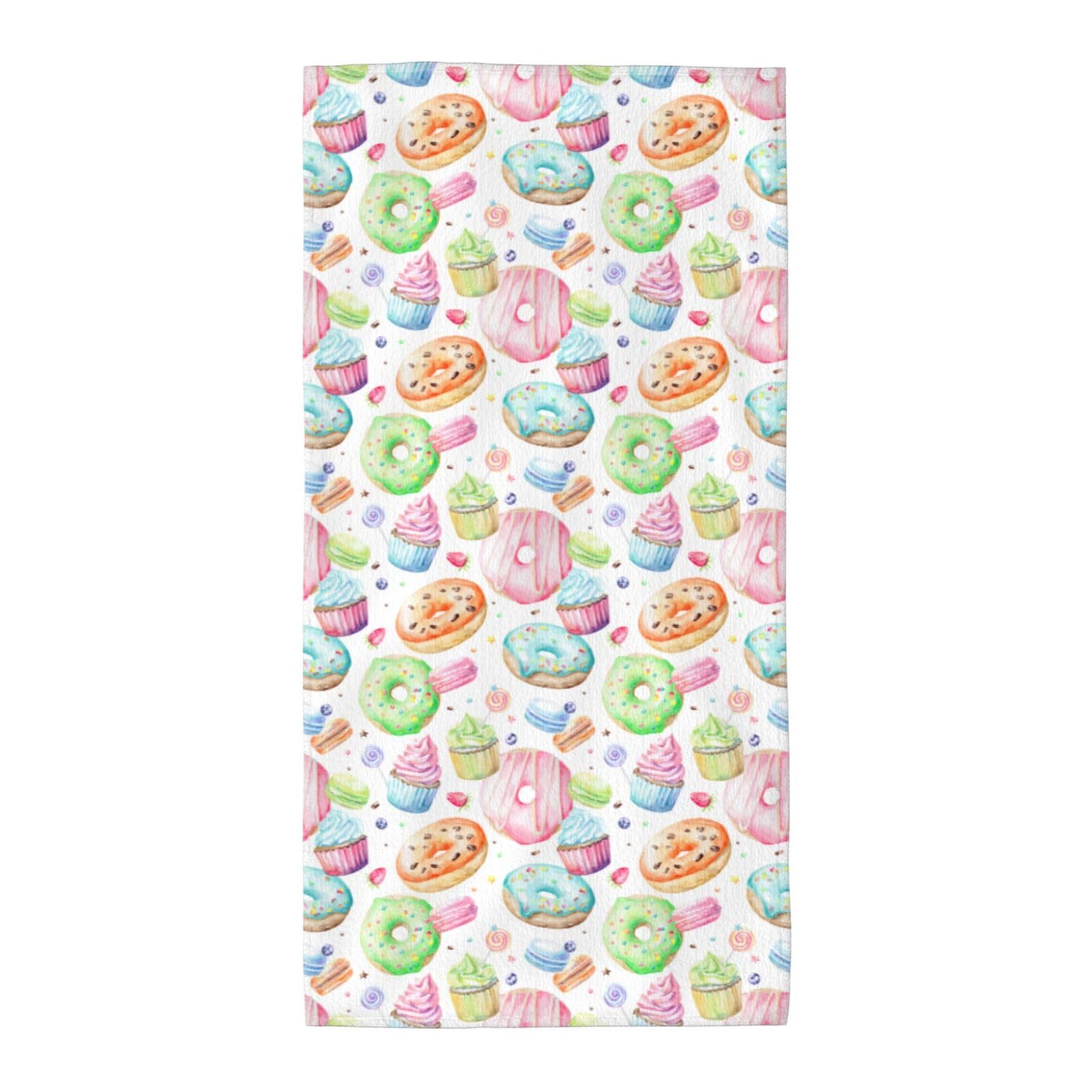 DIEzig Cupcakes Donuts Muffins Sugar Fashion Printed Long Bath Towel For Pool Side Seaside Holiday