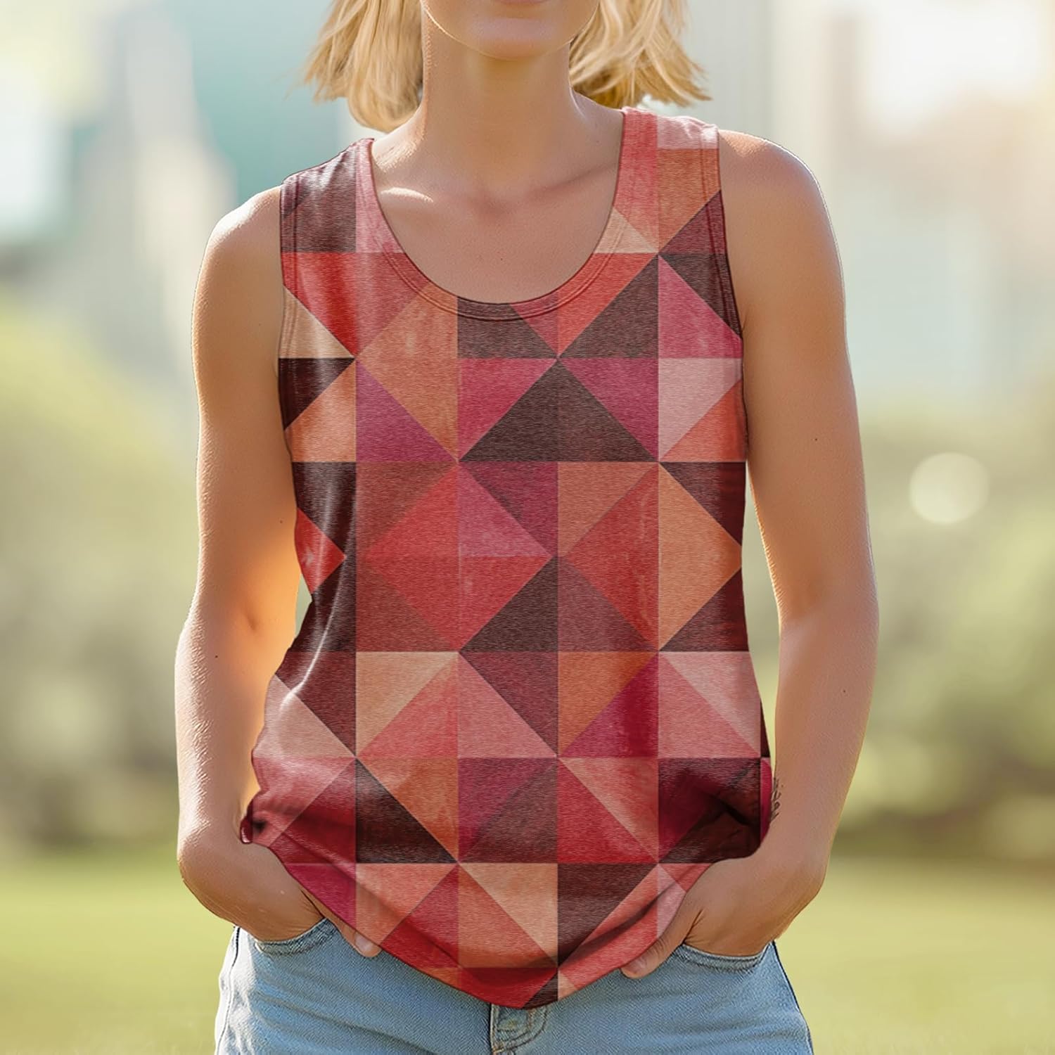 Sleeveless Shirts for Women 2025 Trendy Floral Vintage Tank Tops Scoop Neck Pullover Basic Vacation Tops - Image 2