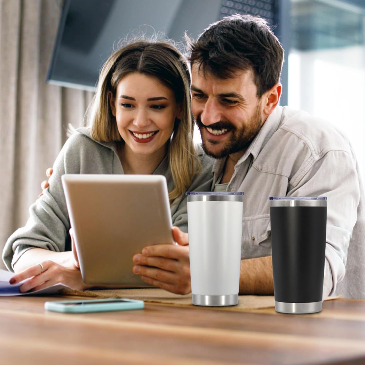 20 oz Tumbler with lid Double Wall Vacuum Insulated Tumblers Stainless Steel Coffee Mug Travel Coffee Tumbler Powder Coated Tumbler Cup Keep Hot&Cold - (Black 12 Pack) - Image 2