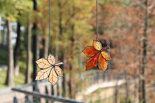 Miniatura 2 de Atrapasoles de hojas de arce para ventana, vitral, decoración del hogar, decoración de hojas de otoño, regalos para mujeres..