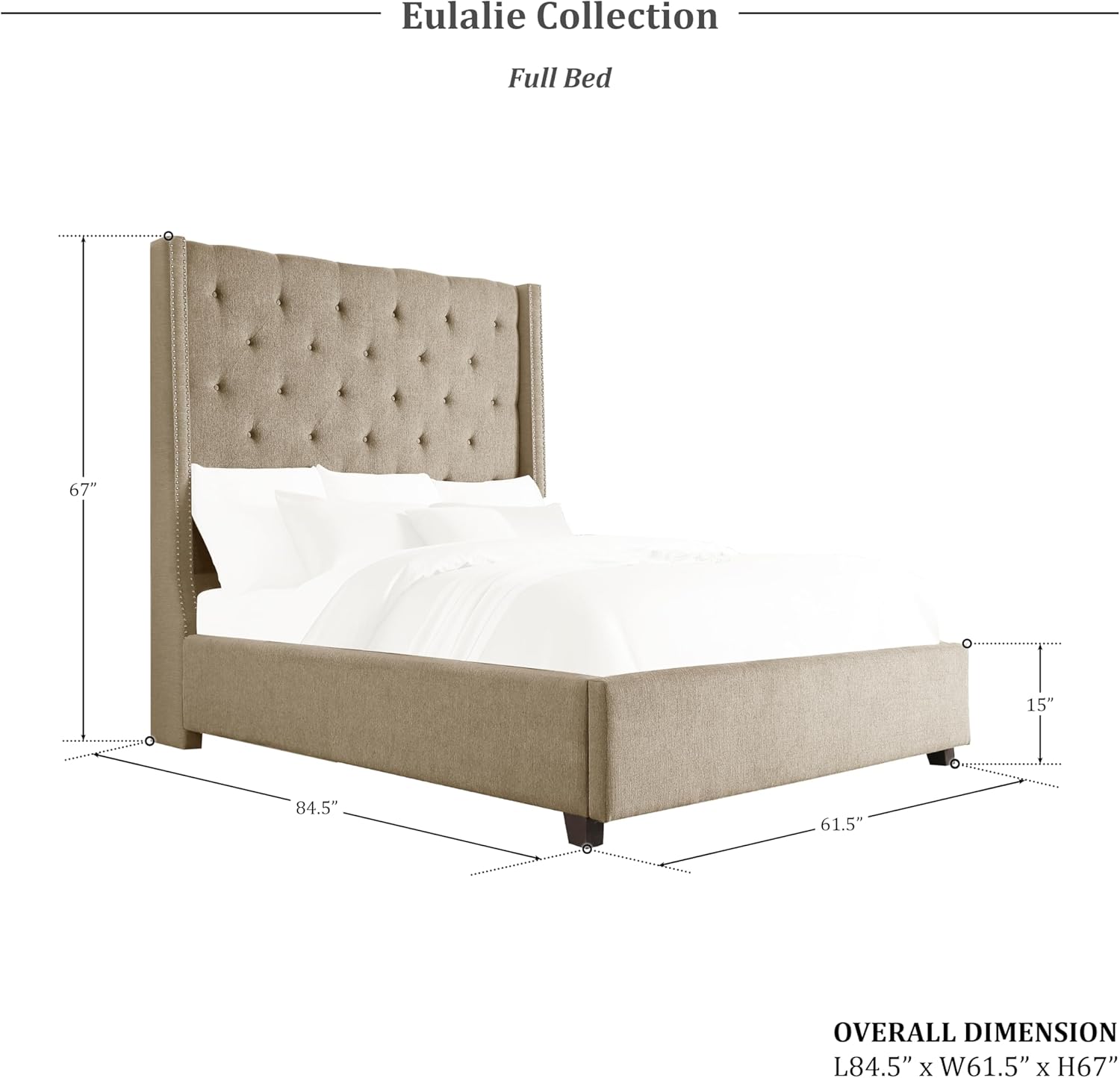 Lexicon Eulalie Upholstered Platform Bed, Full, Beige