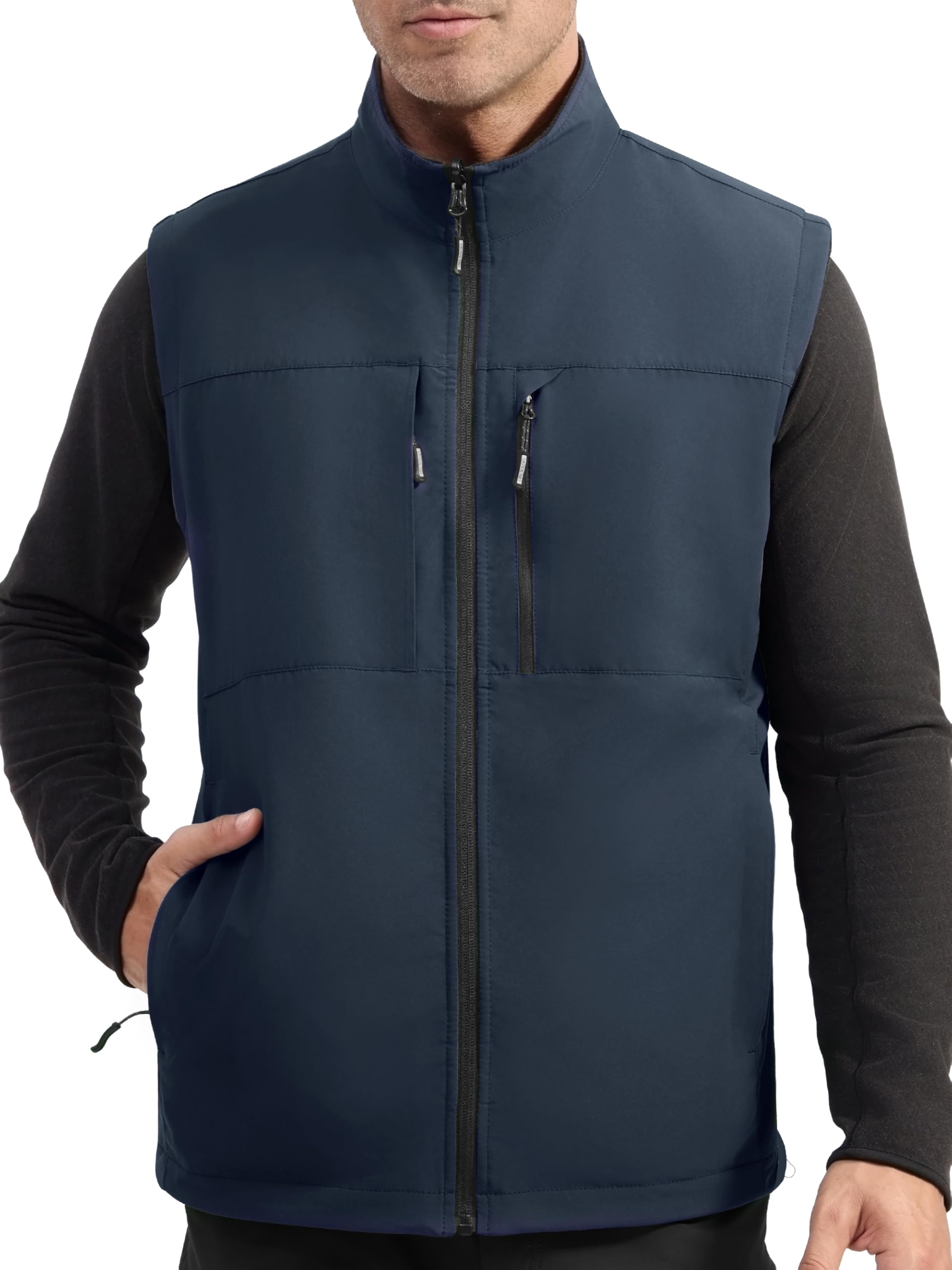 FREE SOLDIER Softshell Weste Herren Outdoor Leichte mit Taschen Wasserdicht Winddicht Reversibel Fleecegefüttert Golf Jacke Ärmellose Laufweste