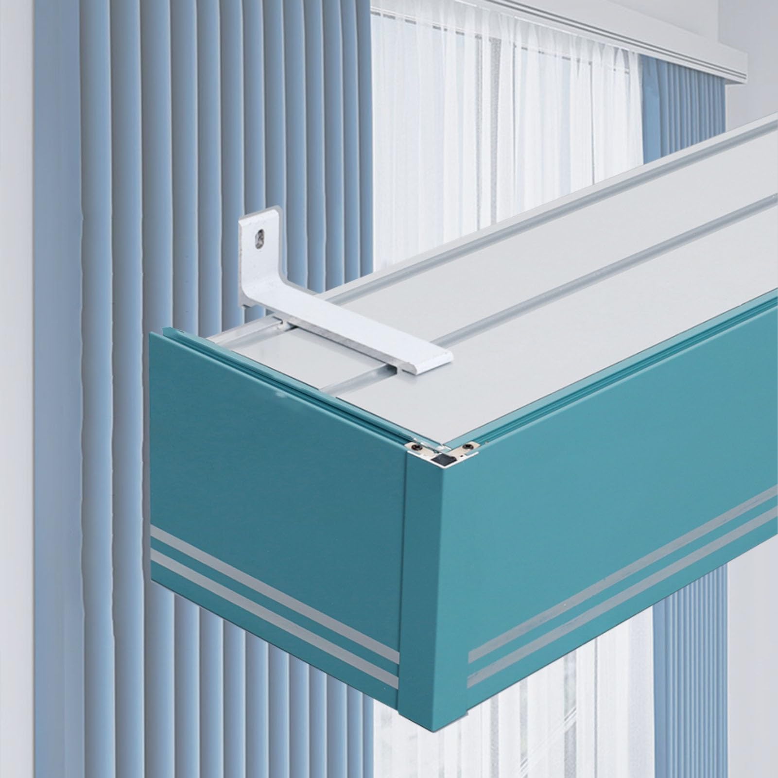 Boîtier de tringle à rideaux en métal double rail de 2,7 m avec cantonnière
