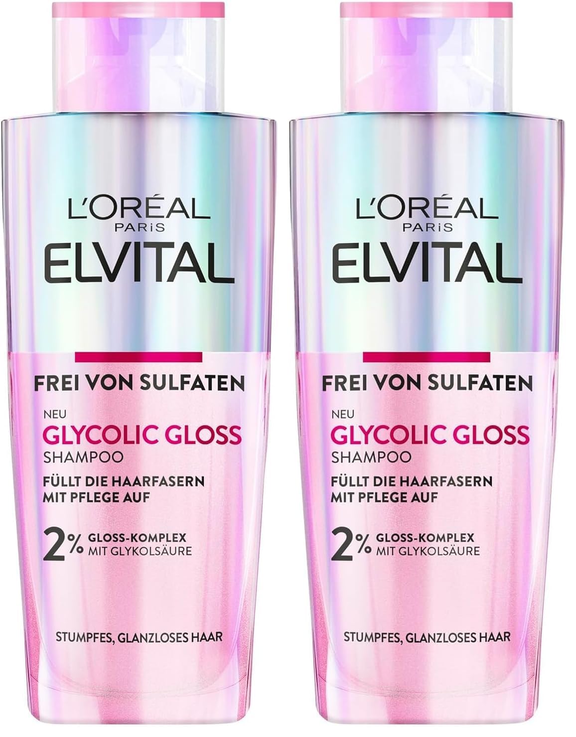 L'Oréal Paris Elvital Glycolic Gloss Shampoo für glanzloses und stumpfes Haar, Pflegen und Glätten der Haare, zum Versiegeln für eine verbesserte Haarqualität, regenerierend, mit Glykolsäure, 200ml