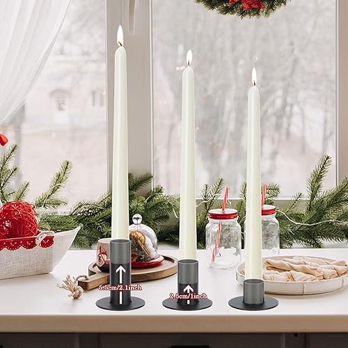 Miniatura 2 de Juego de 3 portavelas negros, candelabros decorativos de metal para velas cónicas alturas escalonadas de 123 pulgadas para decoración del hogar,