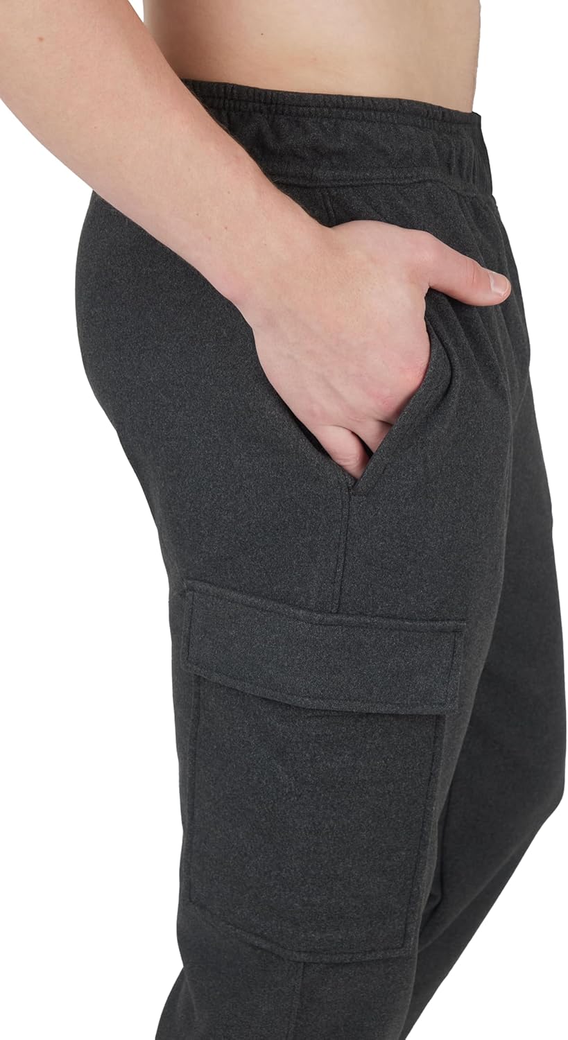 90 Degree By Reflex Mens Fleece Jogger Soft Workout Pant with Side and Cargo Pockets - Image 3