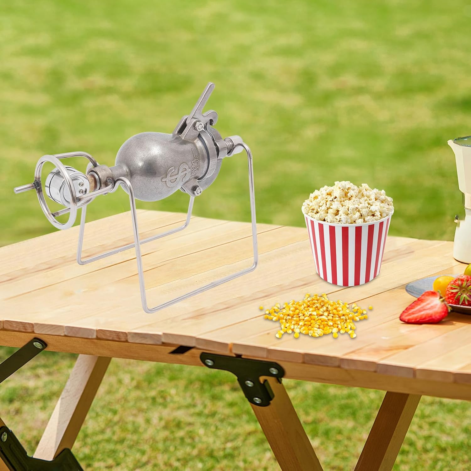 Traditional Old-Fashioned Popcorn Machine, Mini Hand Crank Stainless Steel Hand Cannon Food Amplifier, Retro Popcorn Machine, Christmas Decoration
