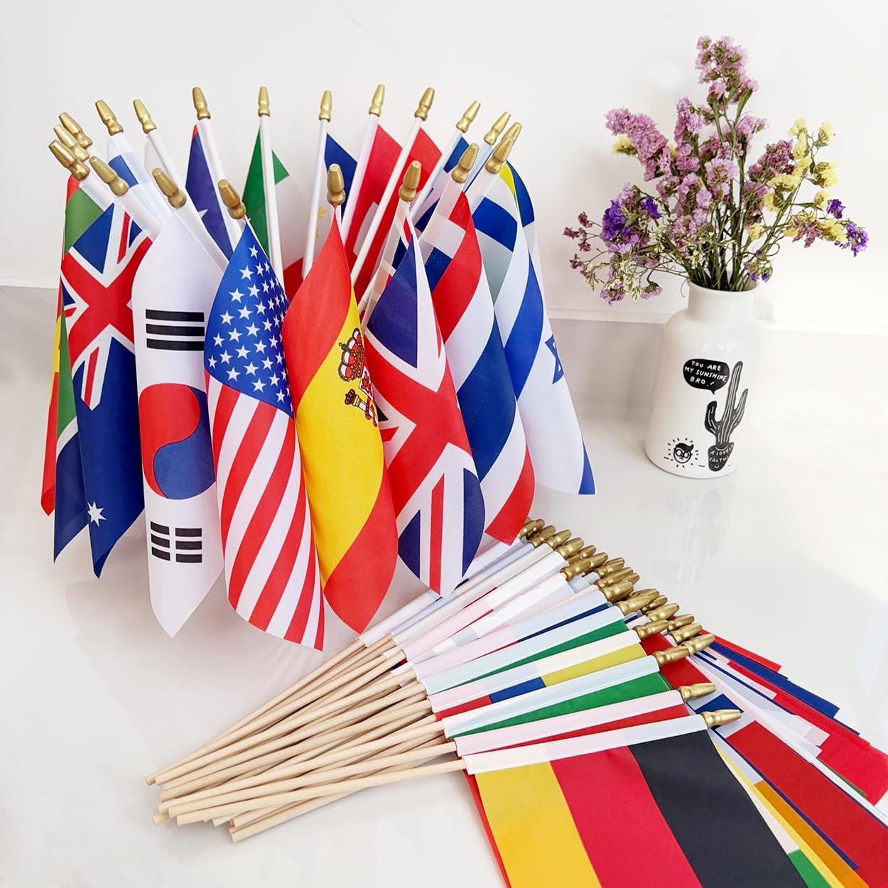 100 Countries International World Flags on Wooden Stick Small Mini Hand Held Flags for Sports Events,International Festival,5x8 Inch - Image 6