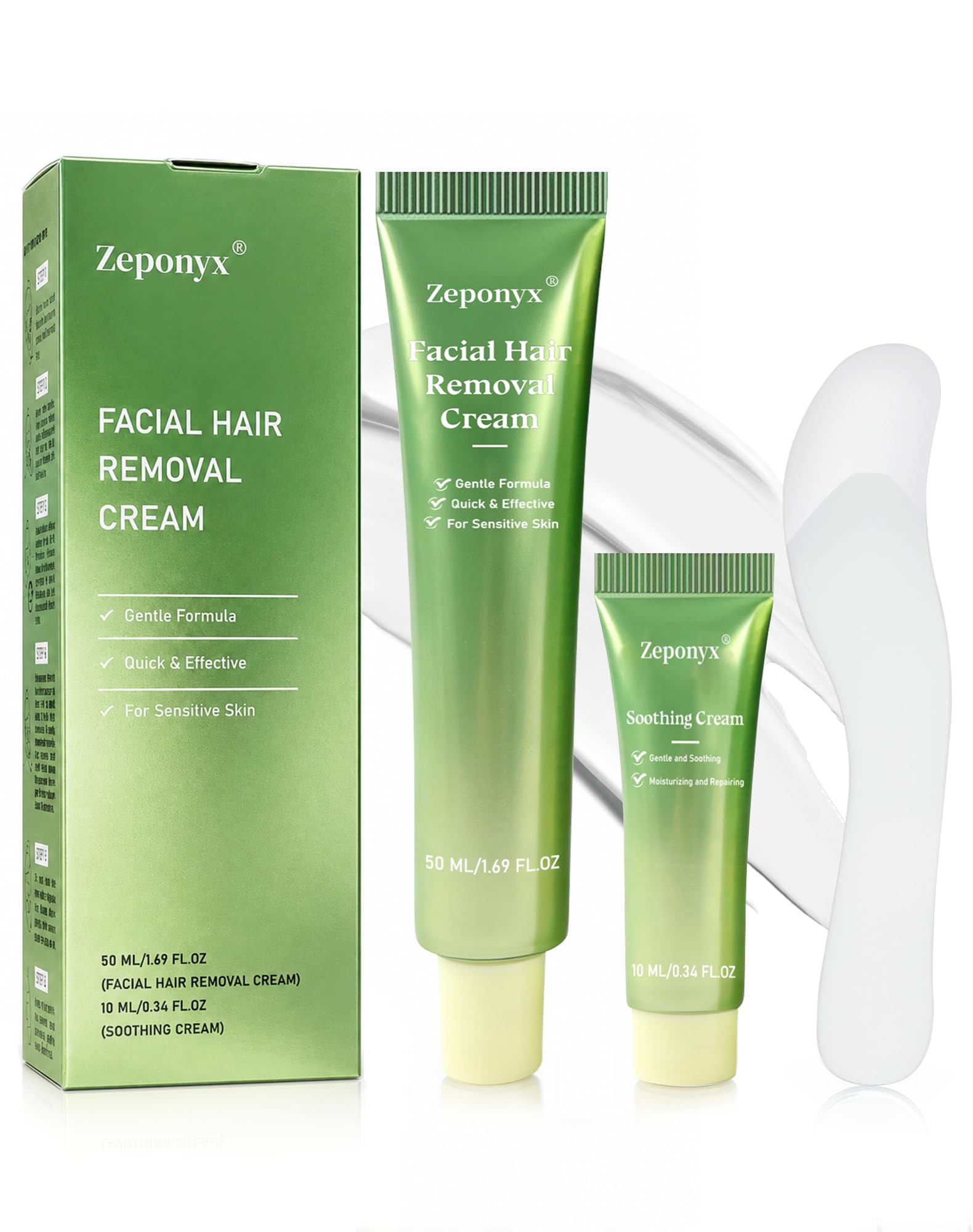 Photo 1 of Facial Hair Removal for Women + Soothing Cream, 4-Minute Gentle Painless Hair Remover for Upper Lip, Chin & Sideburns Fast-Acting Depilatory for At-Home Use, 2.03 Fl Oz