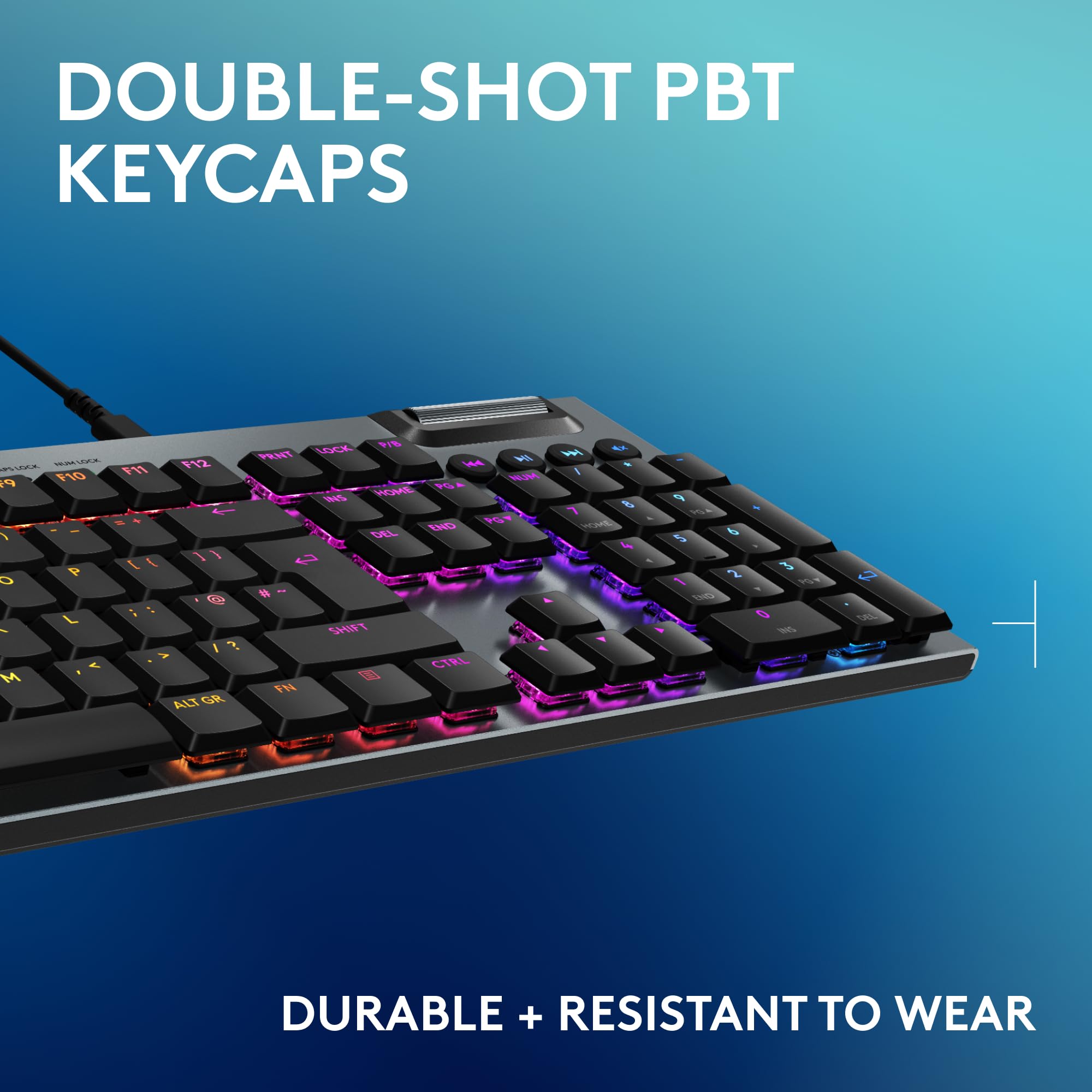 Logitech G G915 X Low-Profile Wired Mechanical Gaming Keyboard, Double-Shot PBT Keycaps, Fully Programmable Keys, RGB Lighting, Aluminum Finish, GL Brown Tactile Switches - PC/Mac, QWERTY UK - Black — view 7