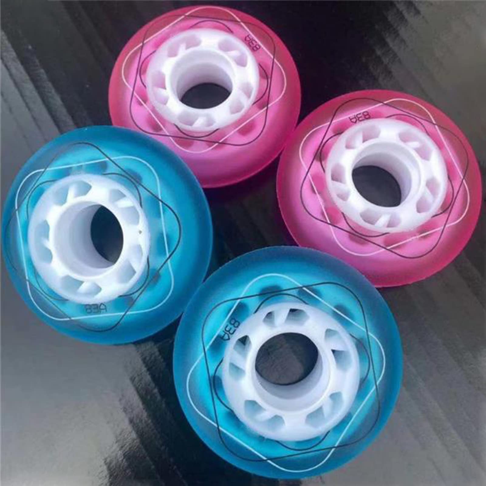 Genérico Ruedas de Repuesto para Patines en Línea Exterior Interior Rueda de Repuesto de Poliuretano Sin Rodamientos (83A, 64 mm, 68 mm, 70 mm, 72 mm, 76 mm Y 80 mm), Juego de 8