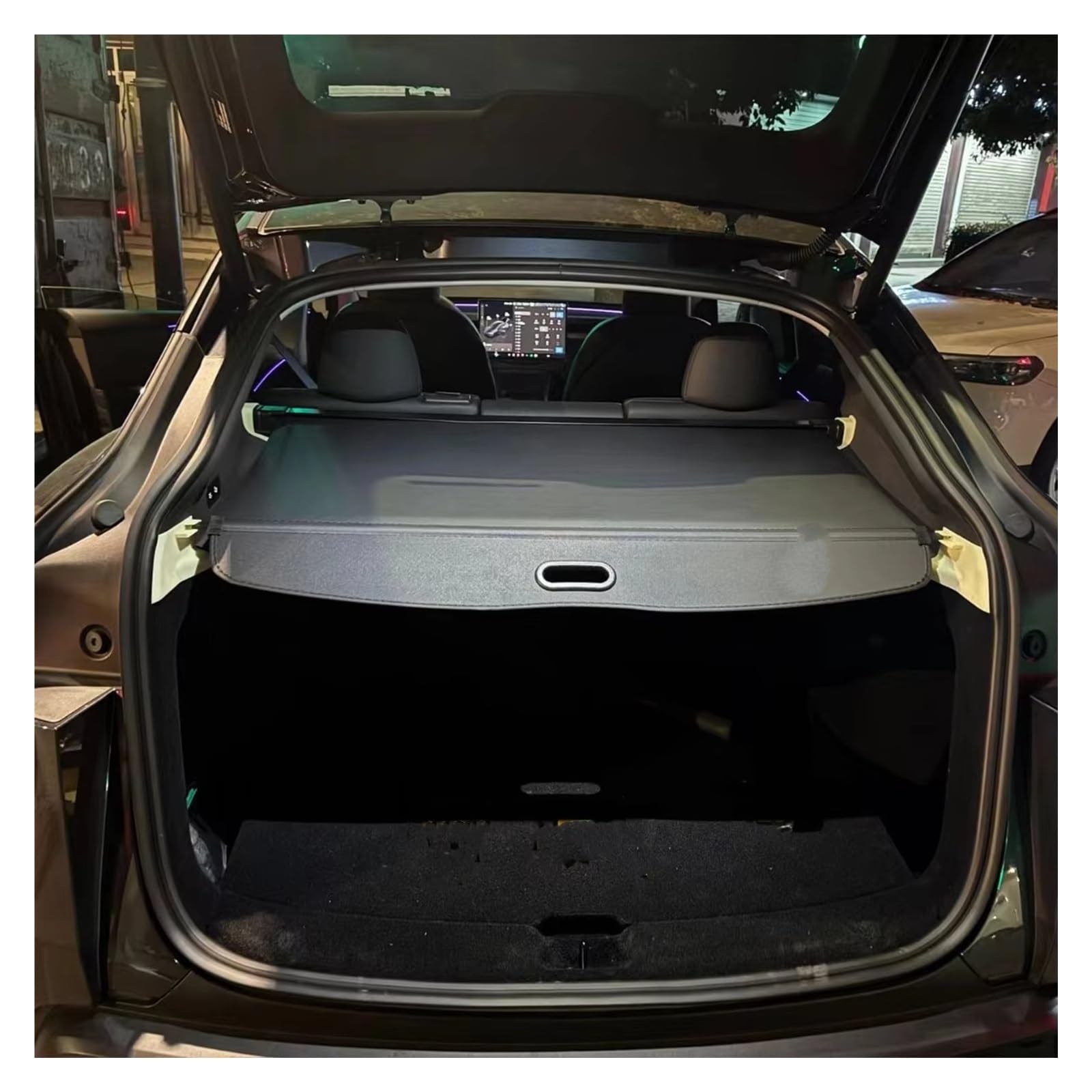 RéTractable ÉTagèRe ArrièRe Coffre Pour Tesla Pour Model Y Pour Juniper 2025 2026 Cache-bagages Rétractable Protection Coffre Arrière(Noir)