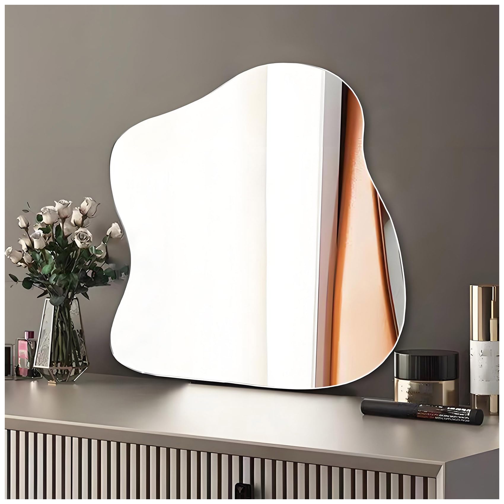 Specchio Asimmetrico da Parete Specchio da Parete Vetro Specchio Parete Senza Cornice Specchi Decorativi da Parte per Camera da Letto Ingresso