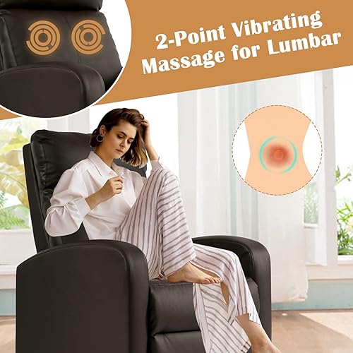 Miniatura 8 de Sillas reclinables para sala de estar, sofá reclinable de masaje de cine en casa con respaldo acolchado de piel sintética, sillón reclinable de