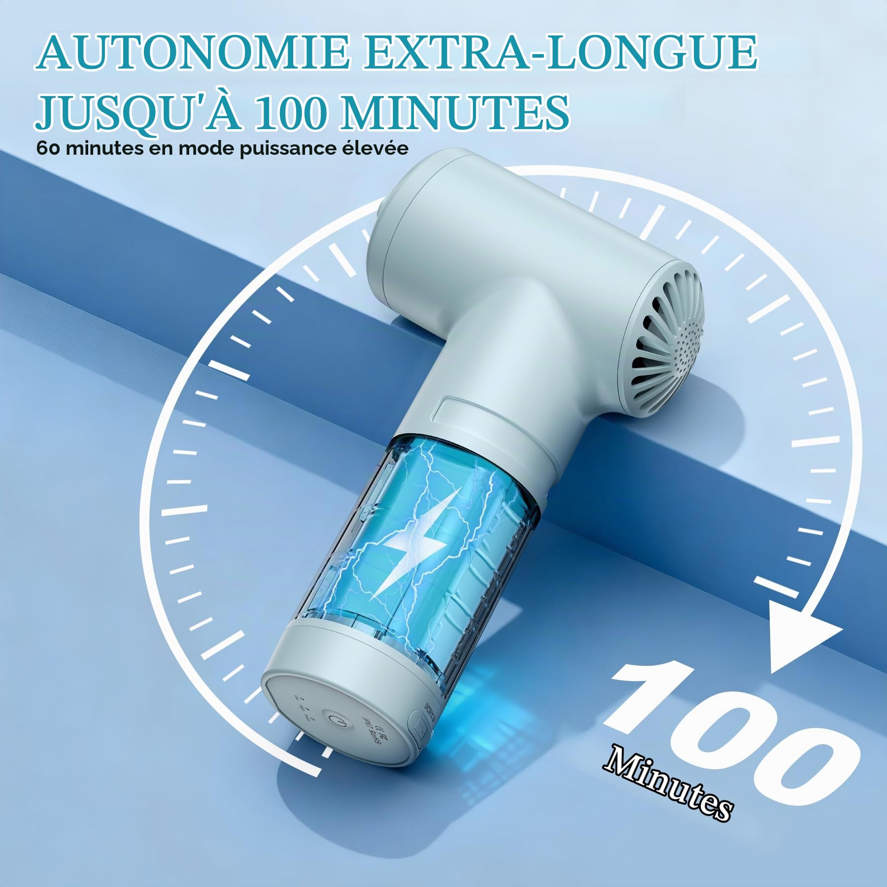 Jet de Bain Spa, Offre une Intensité de Massage de 65 kPa, Accessoire de Baignoire Portable sans Fil à Vitesse Réglable, Jets Massants pour SPA à Domicile, Relaxant (Bleu)