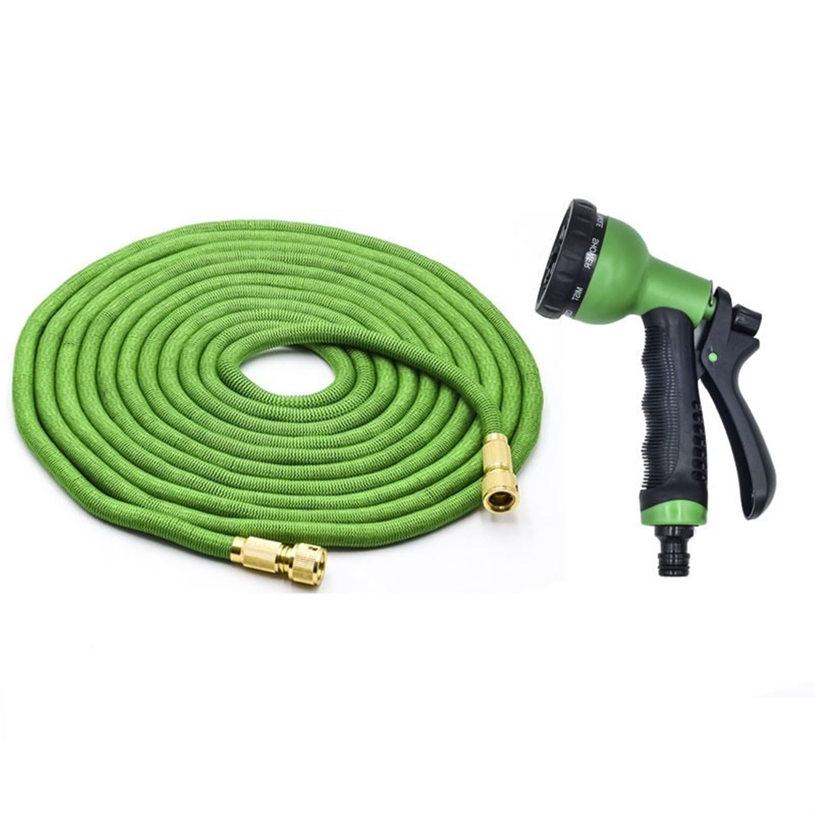 Manguera De Jardín Manguera de jardín Manguera de riego Extensible Manguera de Agua Flexible Manguera de jardín for Lavado de Autos(Green with Water Nozzle,100ft)