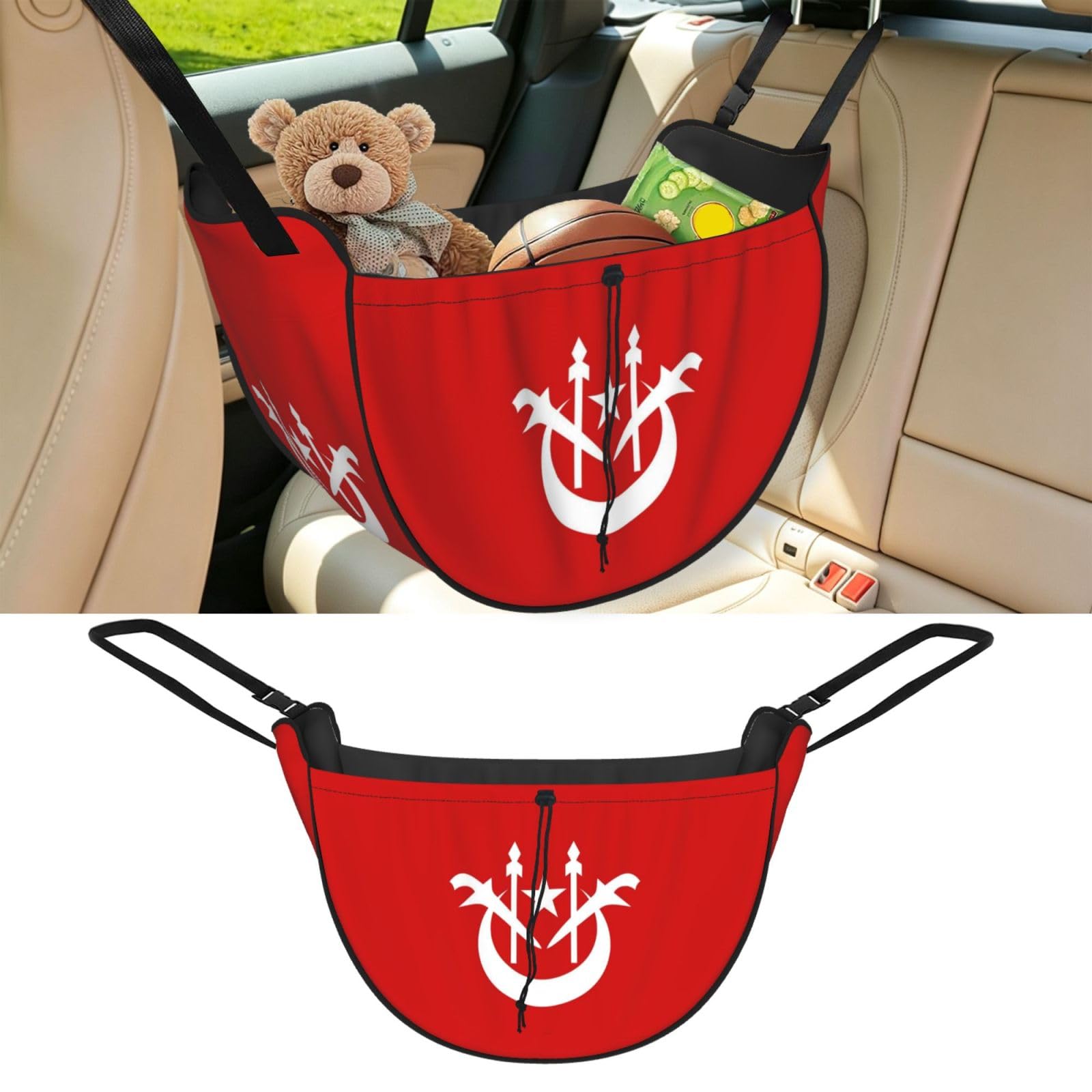 Cntdbu Black Kelantan Flag Car Seat Organizer-Backseat Storage Bag For Travel
