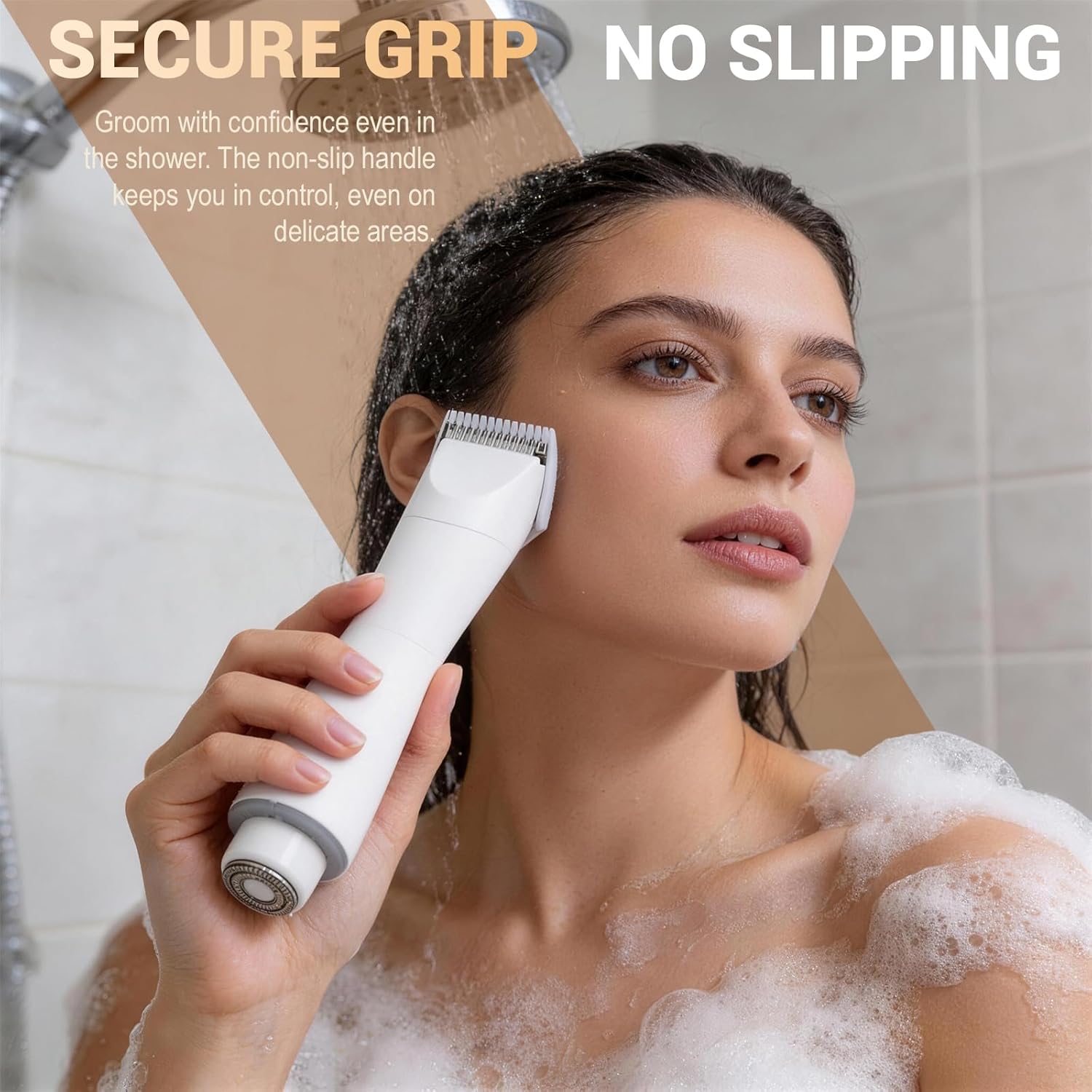 Bikini Trimmer for Women, 2-in-1 Electric Razors for Women, IPX7 Waterproof Rechargeable Cordless Pubic Hair Shaver, for Ladies Bikini Pubic, Face, Underarms, Legs(White)