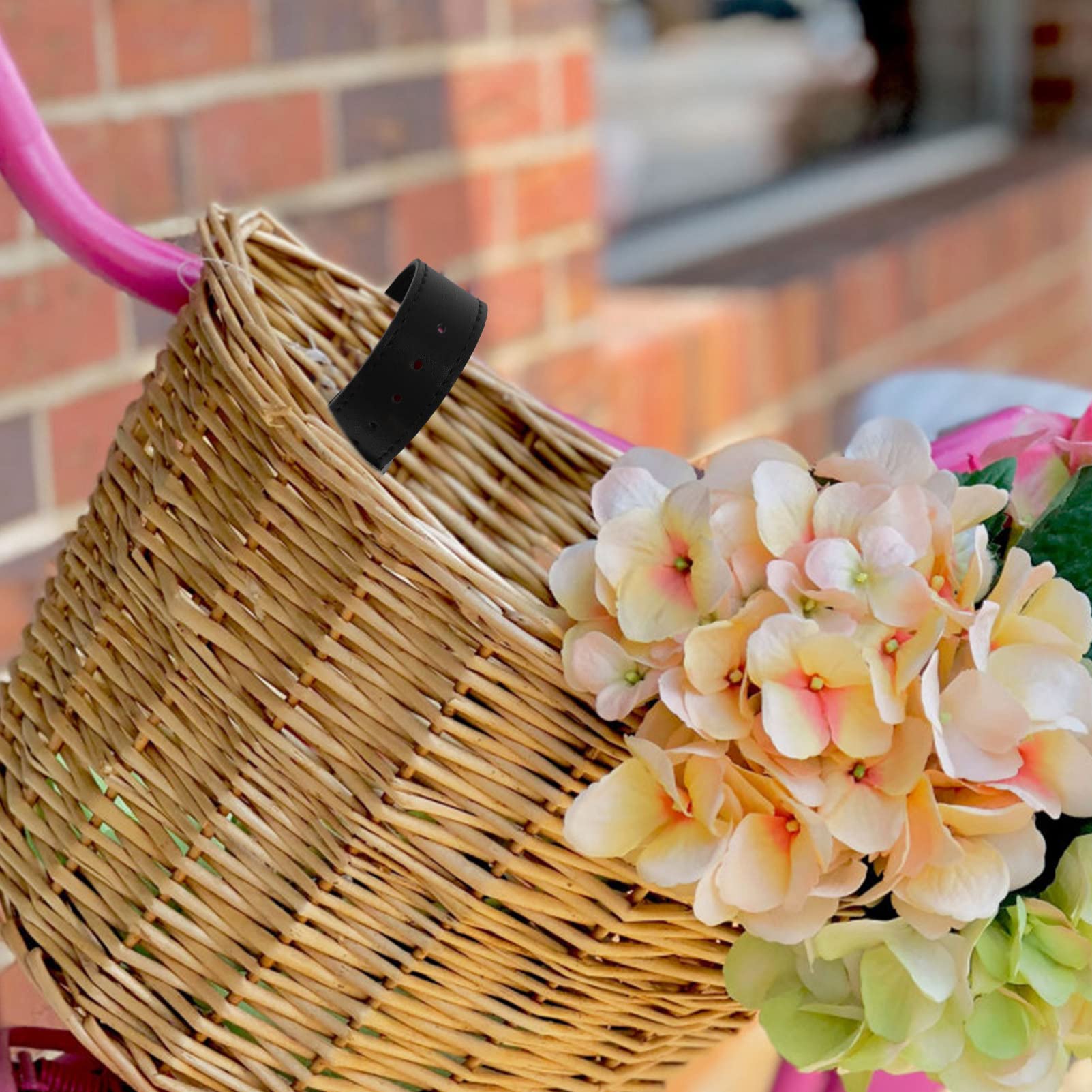 Wicker Basket Replacement Straps, Quick Release Bike Bicycle Basket Leather Replacement Straps Adjustable Basket Belts for Bikes Scooters Decor, Black