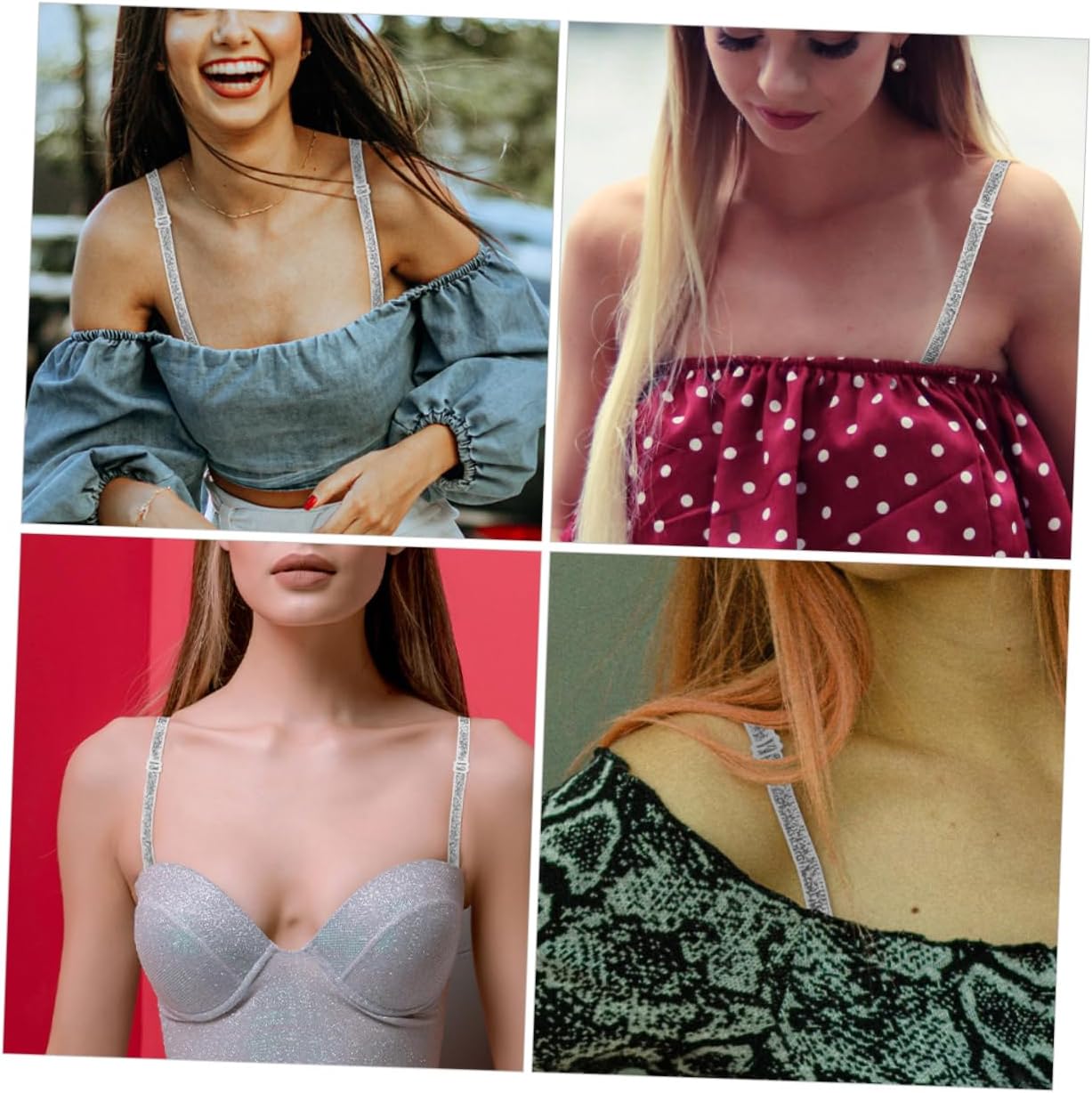 Adjustable Non Slip Bra Straps 6pcs Nylon Elastic Crossback Silver image 3