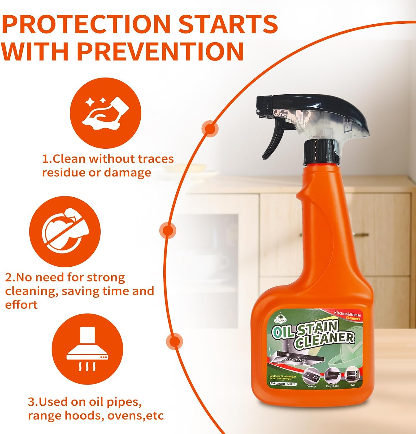 Heavy Duty Kitchen Degreaser Spray,for Kitchen & Outdoor Cooking Degreasing