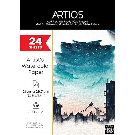 ARTIOS Watercolor Paper A4 300 GSM 24 Sheets