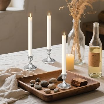 Candlestick Holders Taper Candle Holders, 12PCS Silver Candle Holder Set for Table Centerpiece, Vintage Candle Stand for Table Centerpieces, Home Decor,Weddings,Festival and Parties (12, Silver)