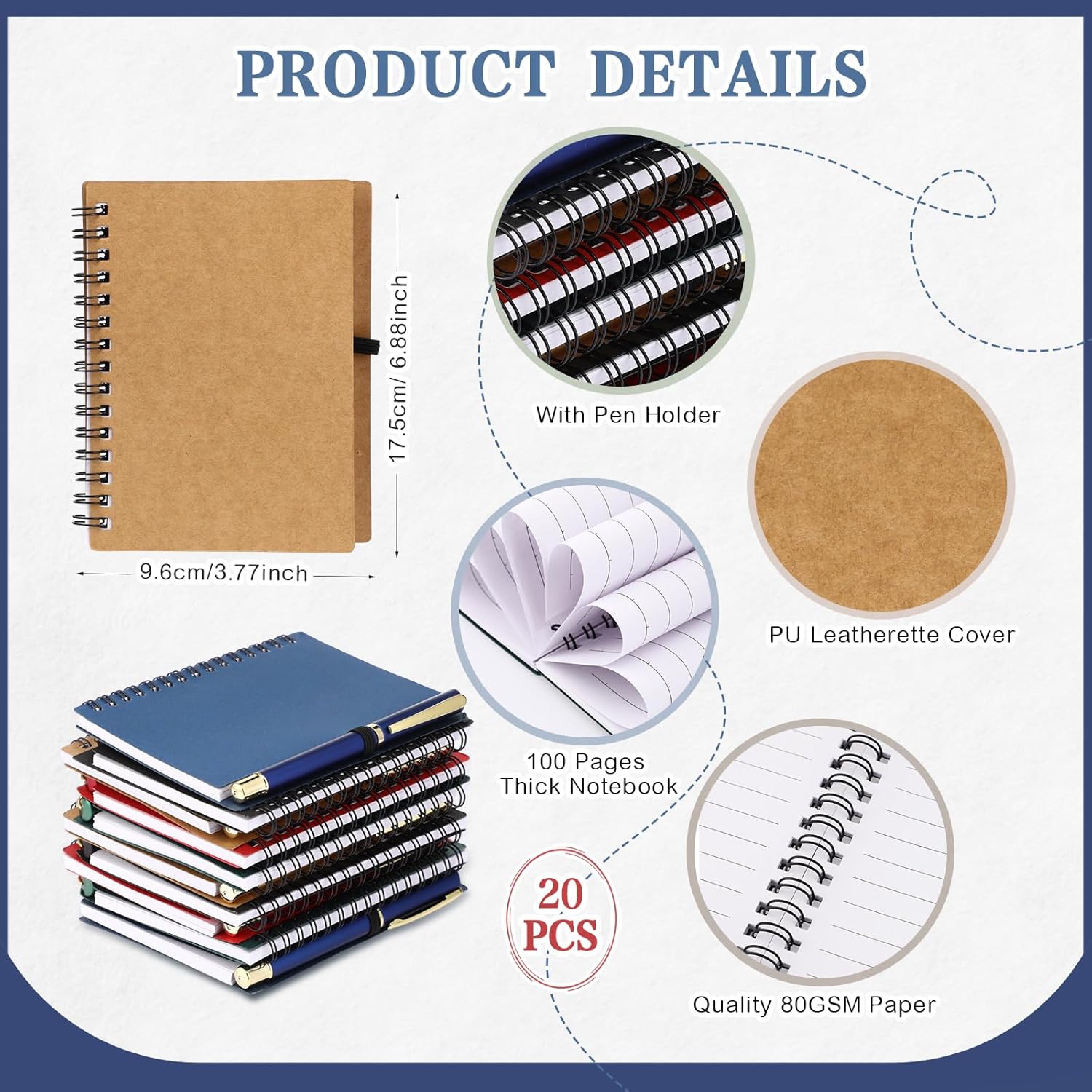 Chuangdi 20 Sets Employee Appreciation Day Office Gifts Spiral Notebook with Ballpoint Pen Thank You Group Gifts for Team Staff Teacher Student Coworker Office Supplies