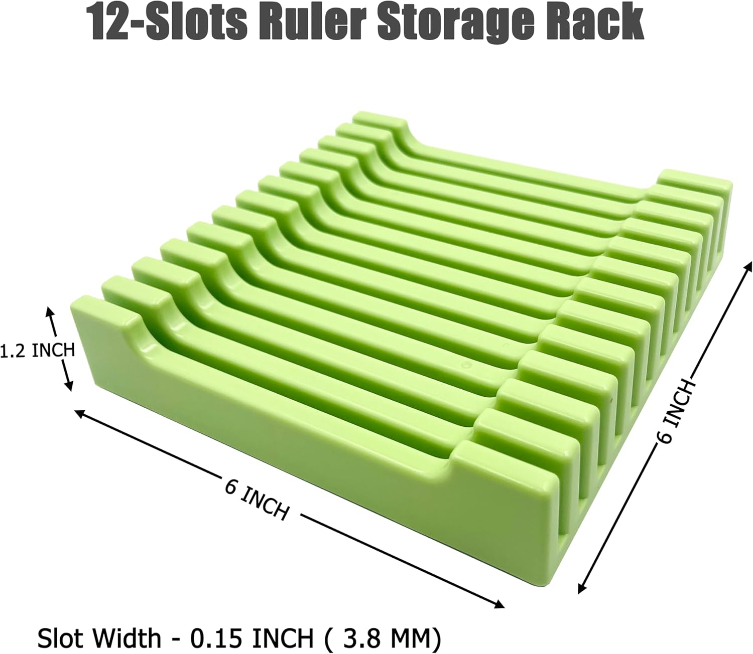Quilting Ruler Organizers and Storage, 6 Inch 12-Slots, Non-Slip Ruler Grip Rings, Storage Rack for Quilting Rulers(Green-2 Sets)