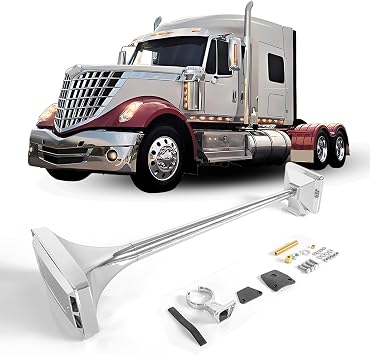 25.1 inch Chrome Train Horn for Truck Loud Single Air Horns 150DB Train Horns for Pickup Trucks 640mm Air Horn for Truck with Weather Protection Cover Fit Car/Boat/Yachts/Jeep/Busses/etc