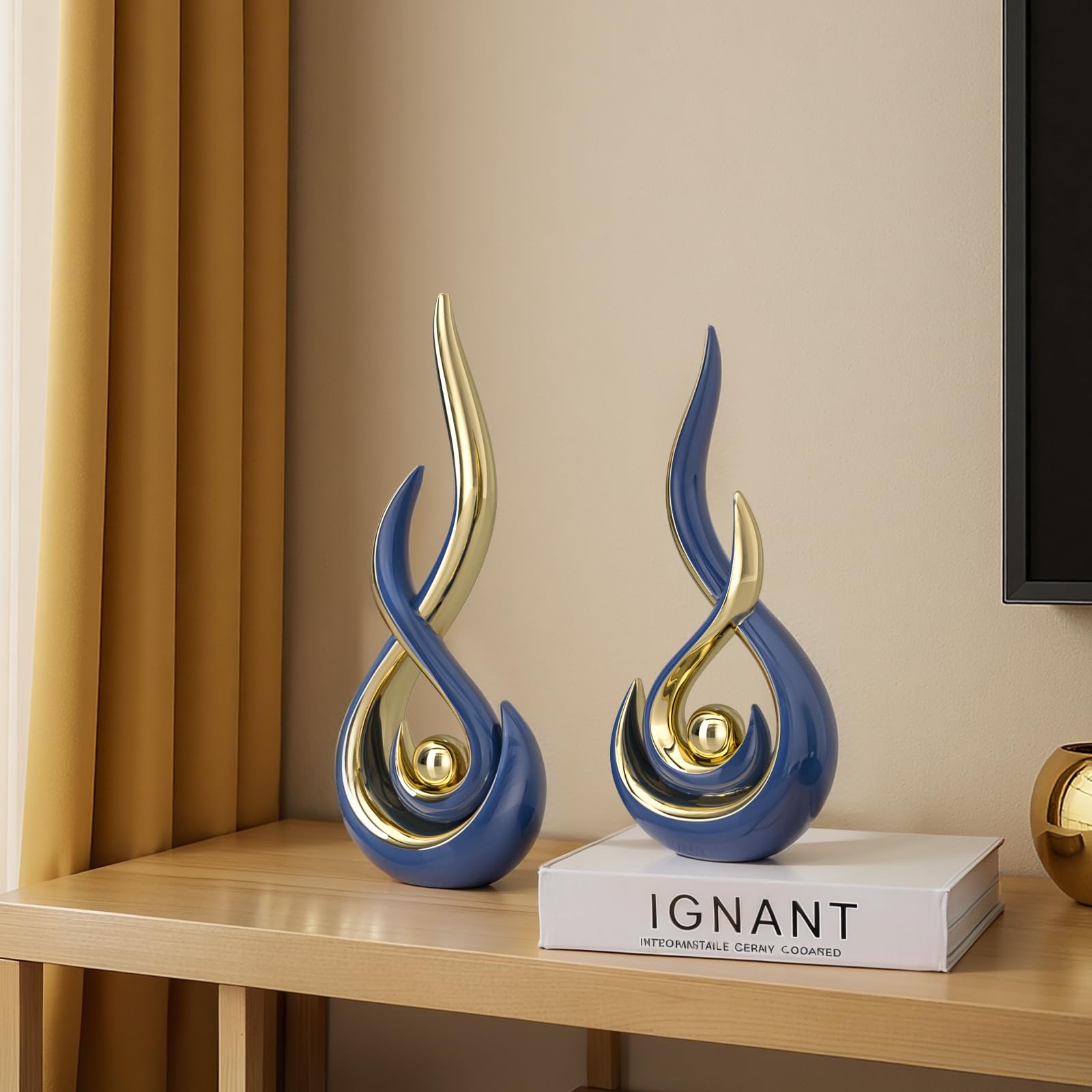 XMGZQ Arte astratta moderna decorazione per la casa, statue contemporanee per tavolino da caffè, decorazione per soggiorno, centrotavola per sala da pranzo, sculture in ceramica per supporto TV, pezzo