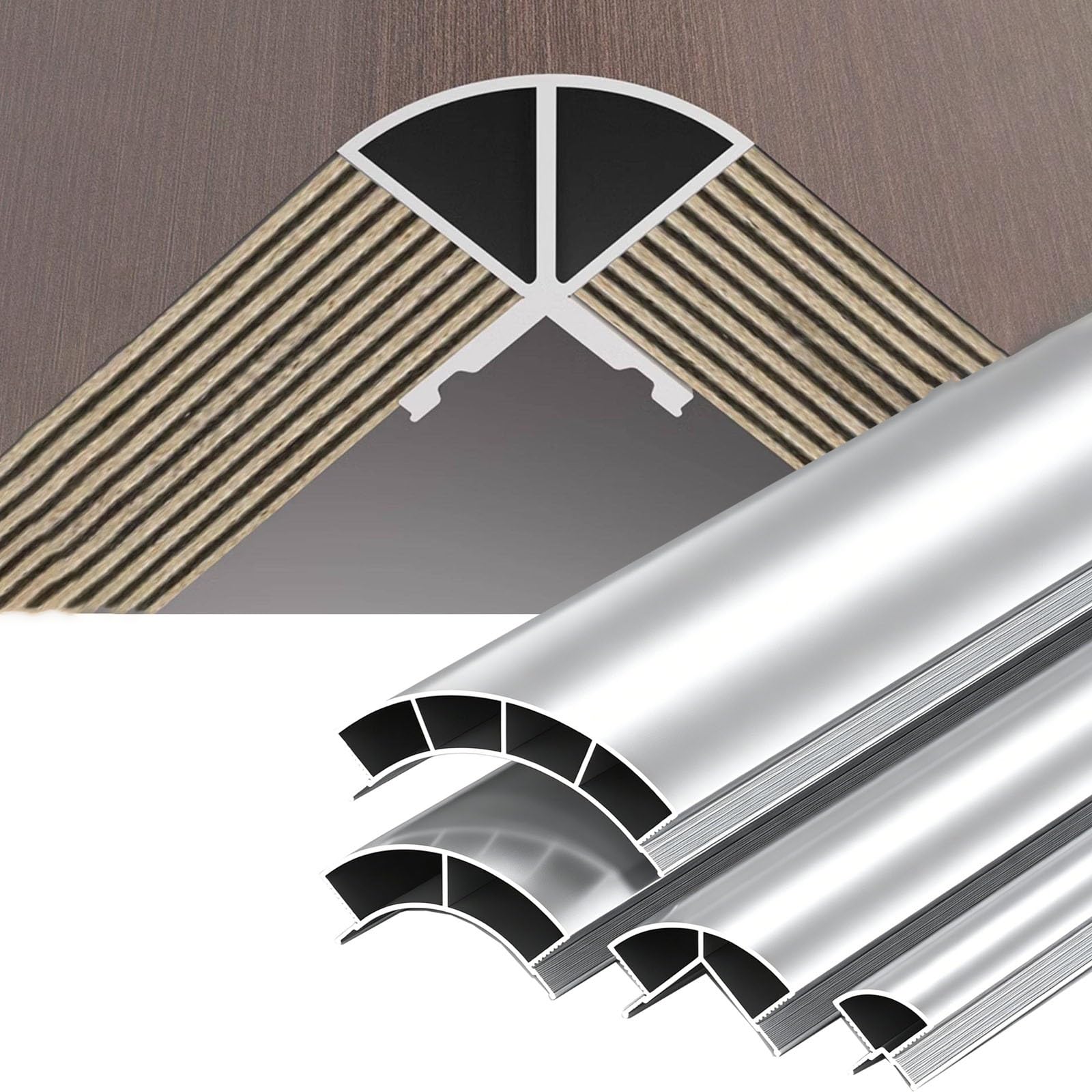 Bande de recouvrement anti-fissures 18mm profilé d'angle arrondi pour habillage de panneau mural bois