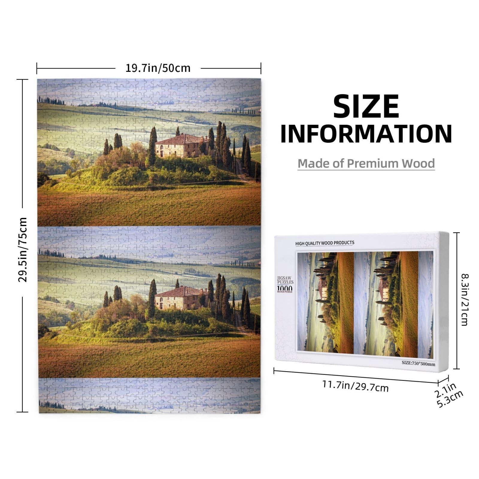 Toscana vista da pietra Antico villaggio di Montepulciano Italia in una giornata nuvolosa Natura, 1000 pezzi Puzzle per adulti Puzzle impegnativi, puzzle