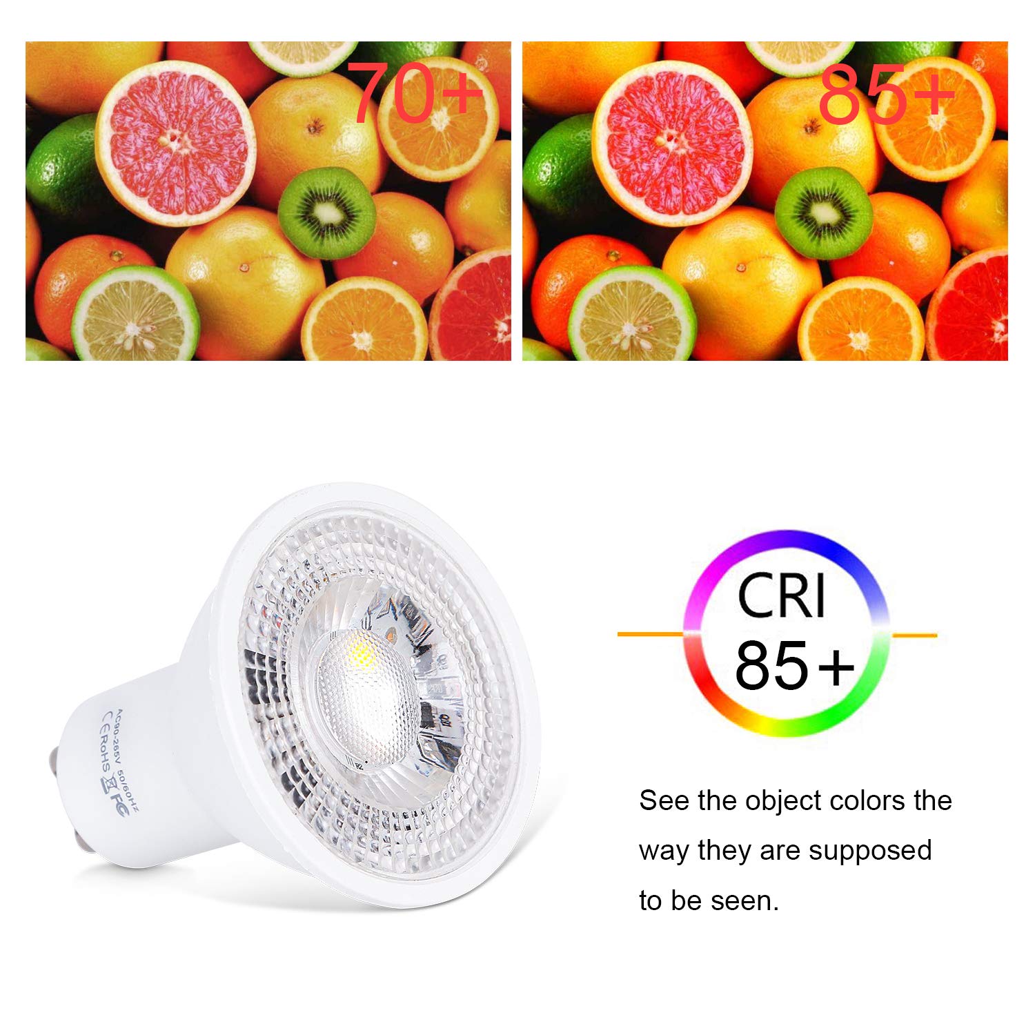 Ampoule LED GU10 Spot Ampoules 6W Changement De Couleur RGBW Dimmable Par 21Touches Télécommande RGB Blanc Chaud 2700K 540LM 50W Ampoules Halogènes Equivalent (Pack of 6)