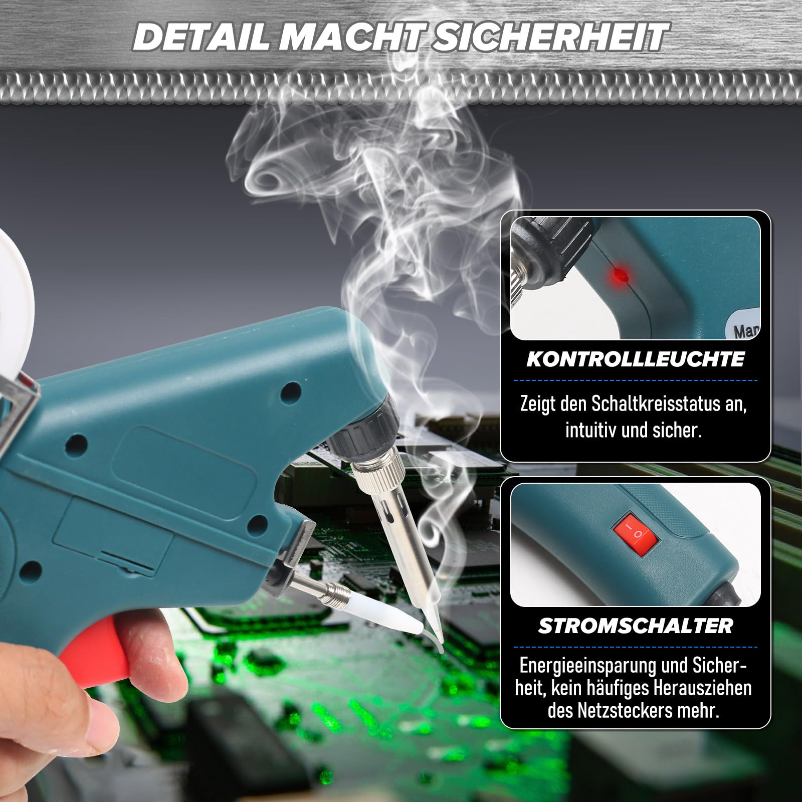 Lötkolben Set, 60W 220V Lötpistole, Lötpistole mit Schweißdraht, Schnelles Aufheizen, Einhandbedienung, zum Schweißen und Reparieren